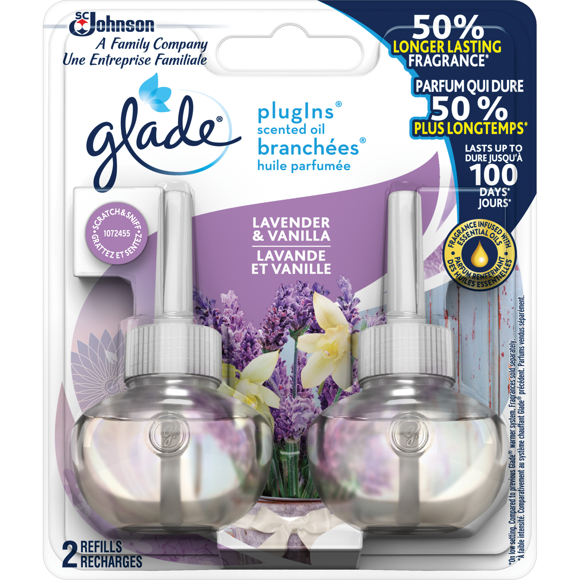 Recharge GladeMD BranchéesMD huile parfumée, Lavande & vanille, Cartouche