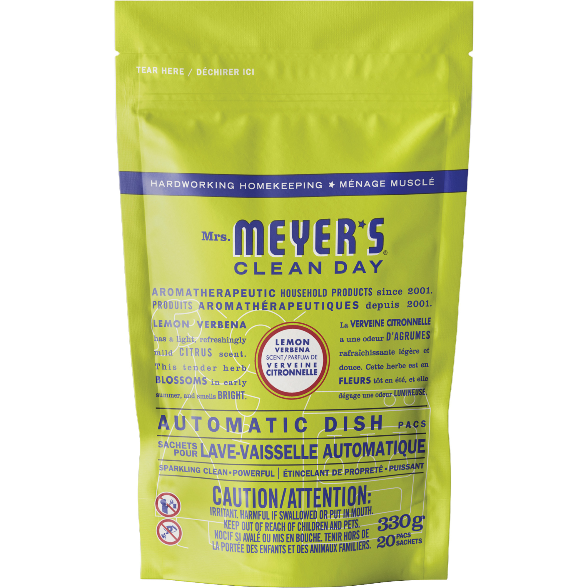 Sachets de détergent pour lave-vaisselle automatique Mrs. Meyer'sMD Clean Day, Capsules, 330 g, Verveine citronnelle