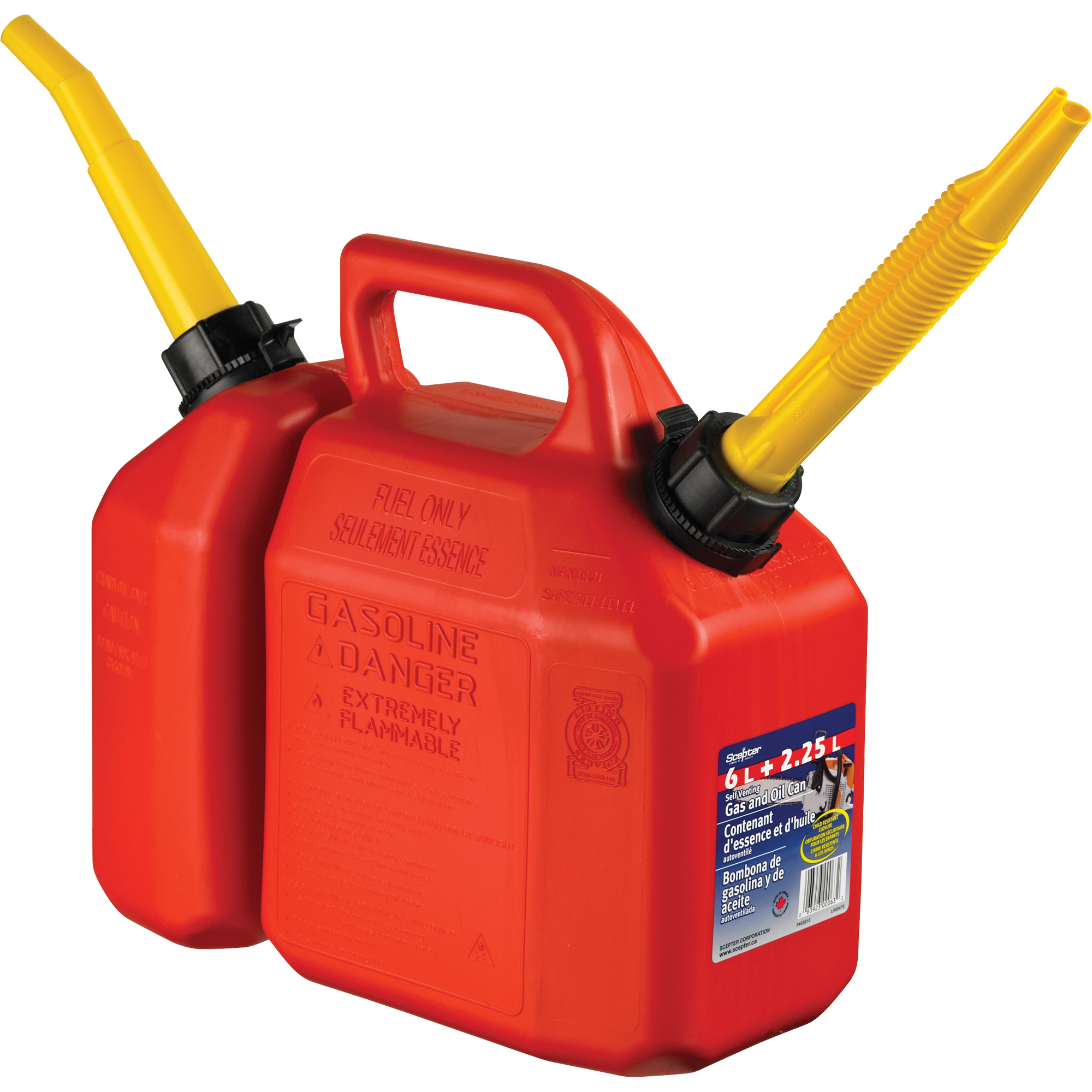 Combo jerrican essence/huile, 2,17 gal. US/8,25 L, Rouge, Conformes aux normes CSA/ULC