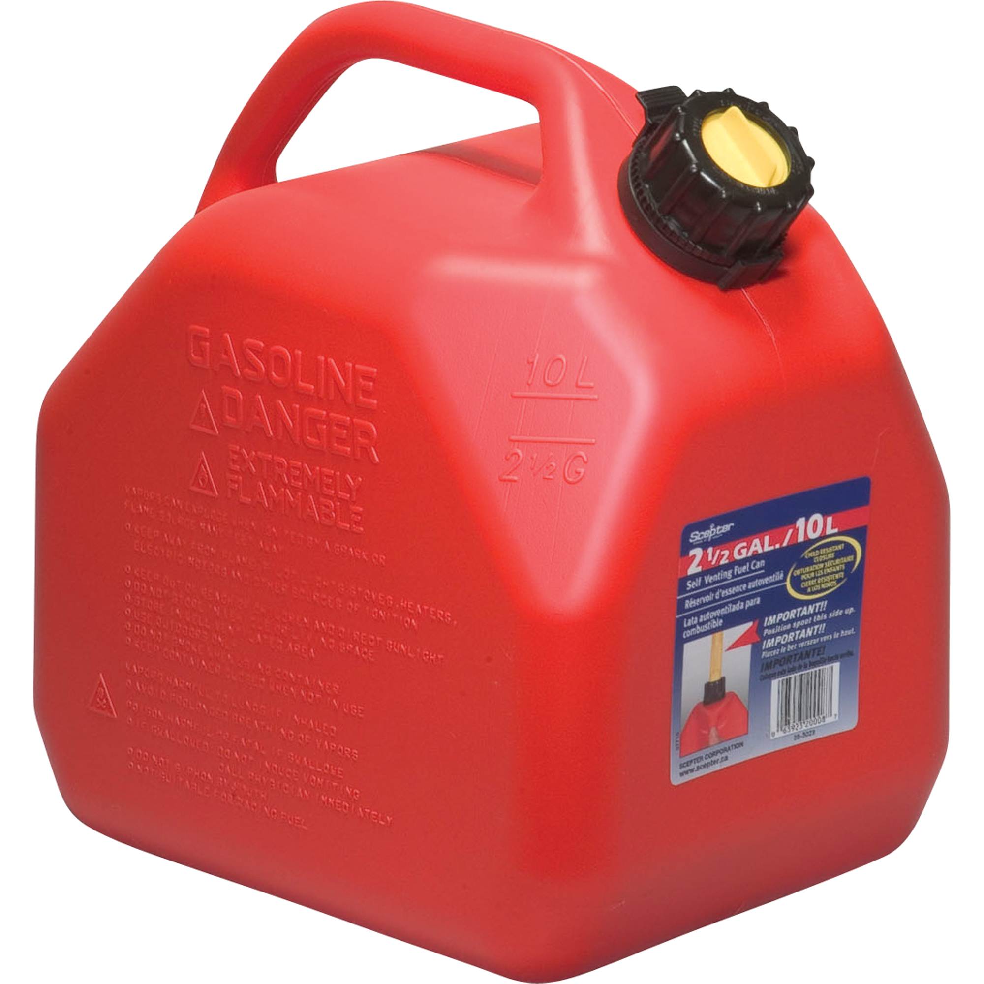Jerricans, 2,5 gal. US/10 L, Rouge, Conformes aux normes CSA/ULC
