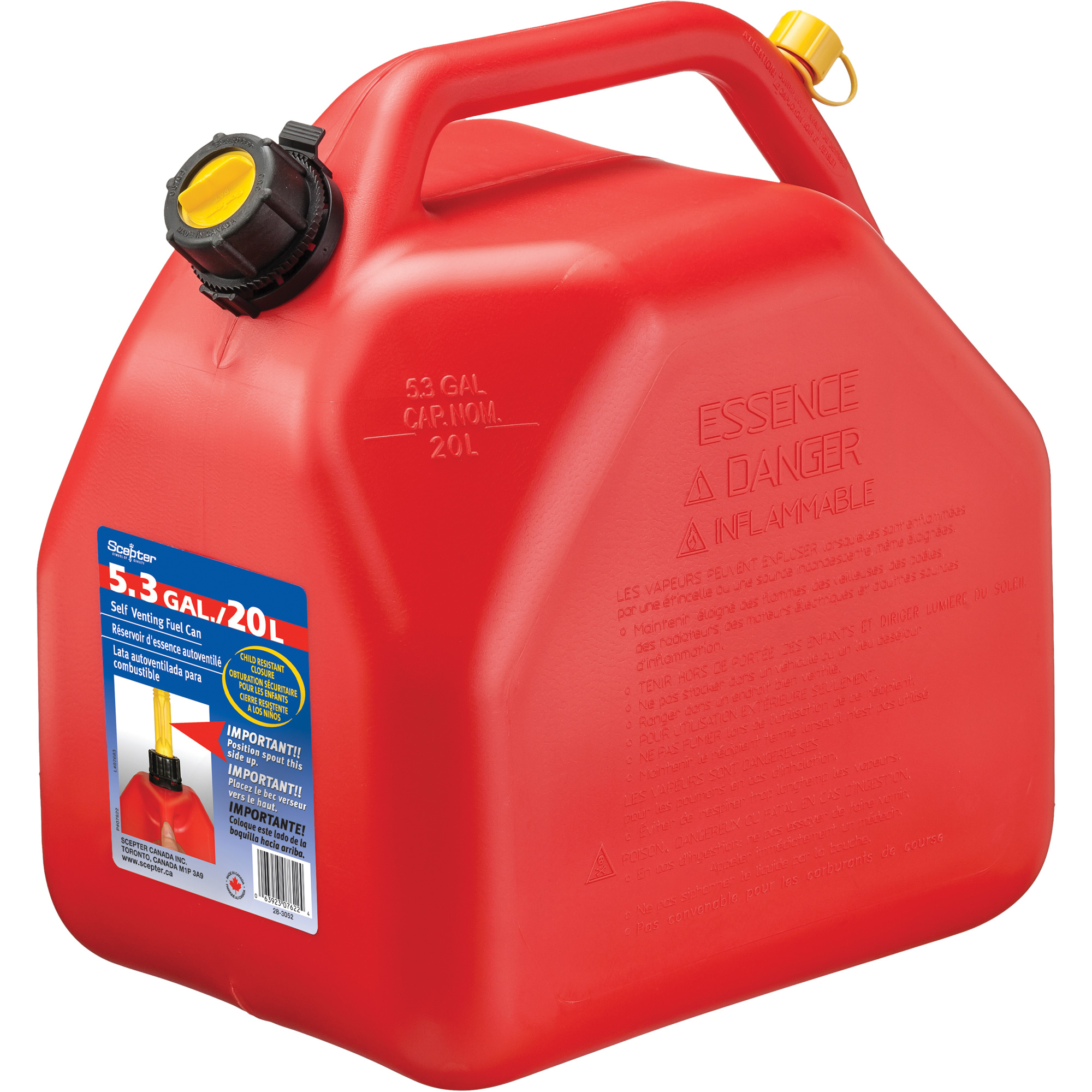 Jerricans, 5,3 gal. US/20,06 L, Rouge, Conformes aux normes CSA/ULC