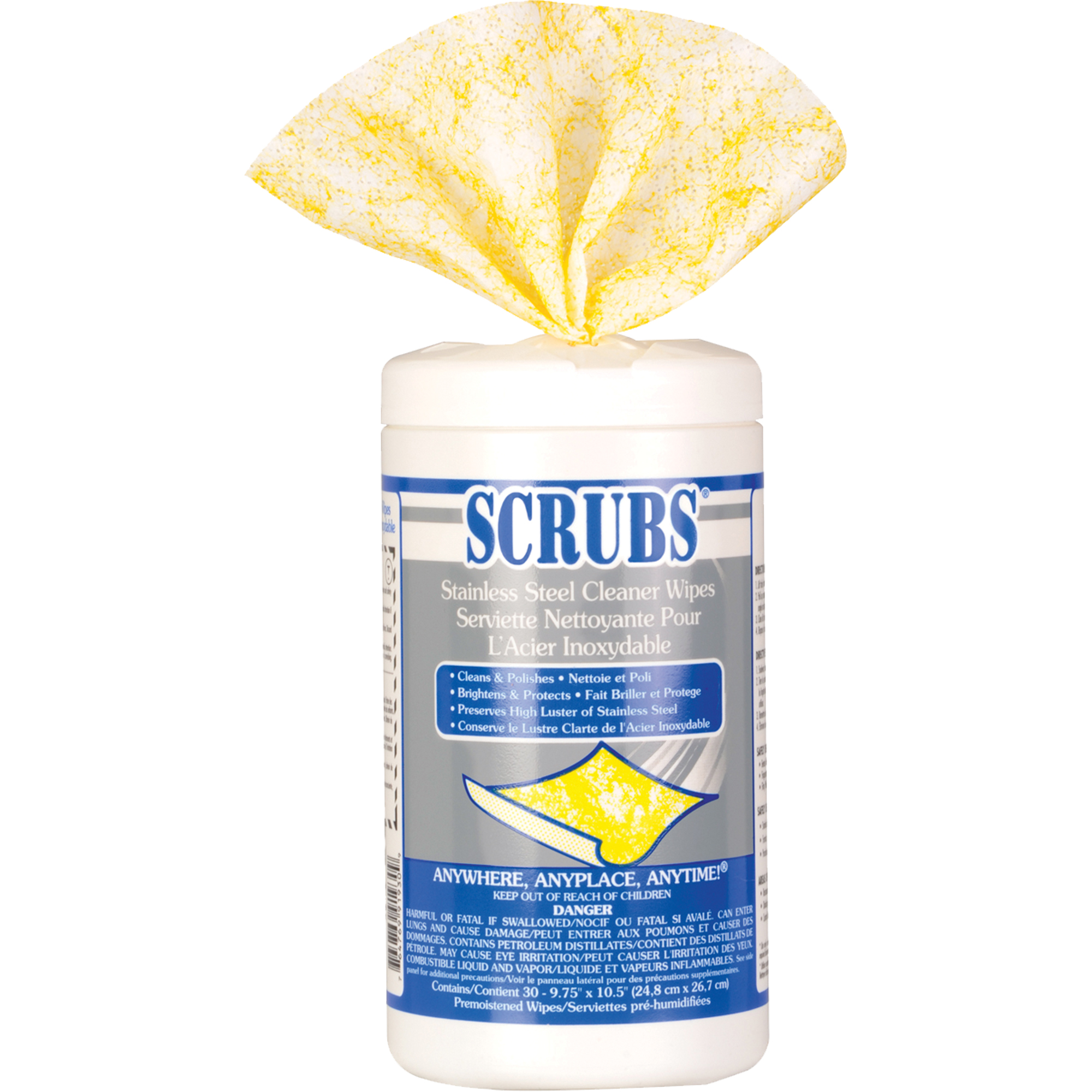 Lingettes nettoyantes pour l'acier inoxydable, 30 lingettes, 10-1/2" x 9-3/4"