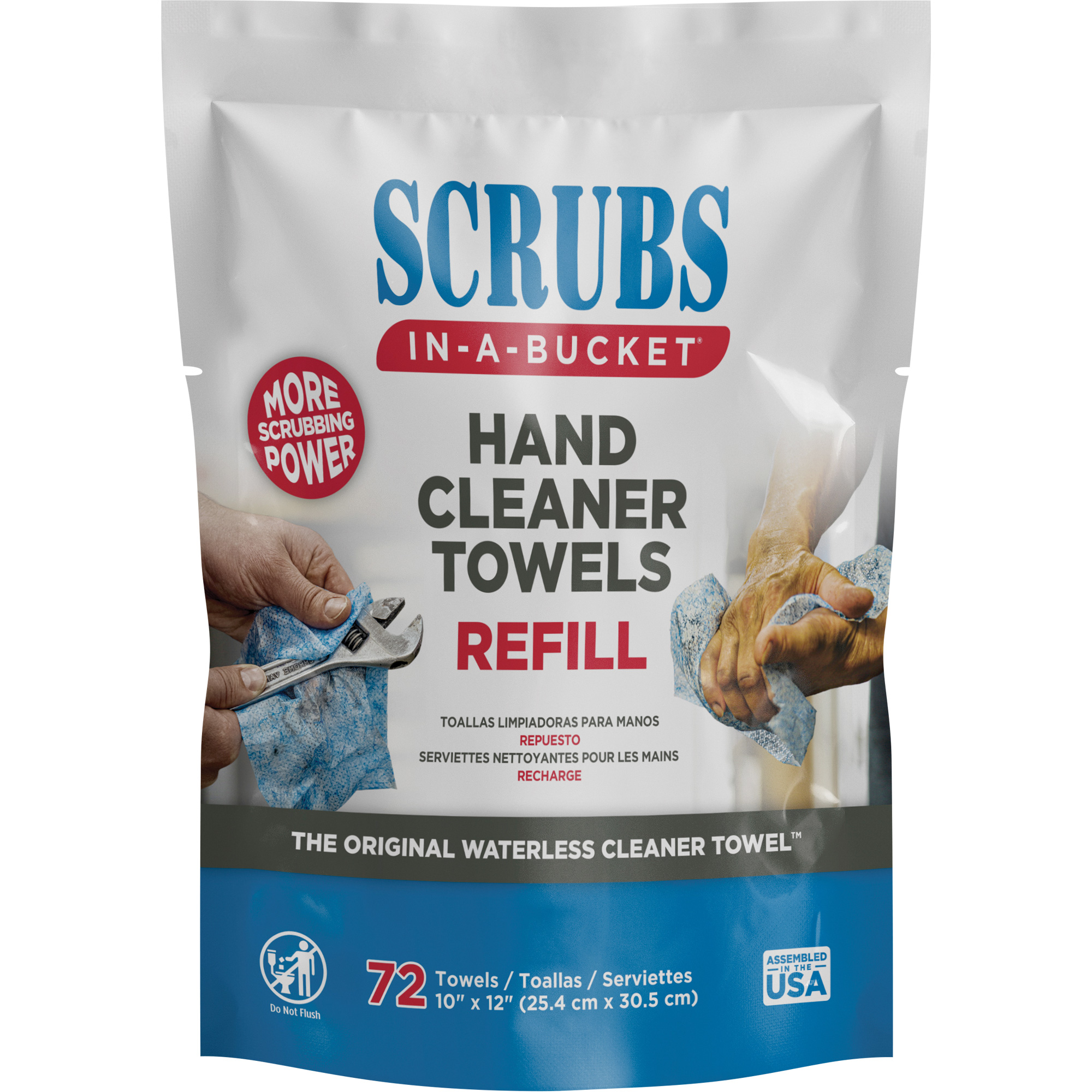 Recharge d'essuie-mains nettoyants, 72 lingettes, 10" x 12"