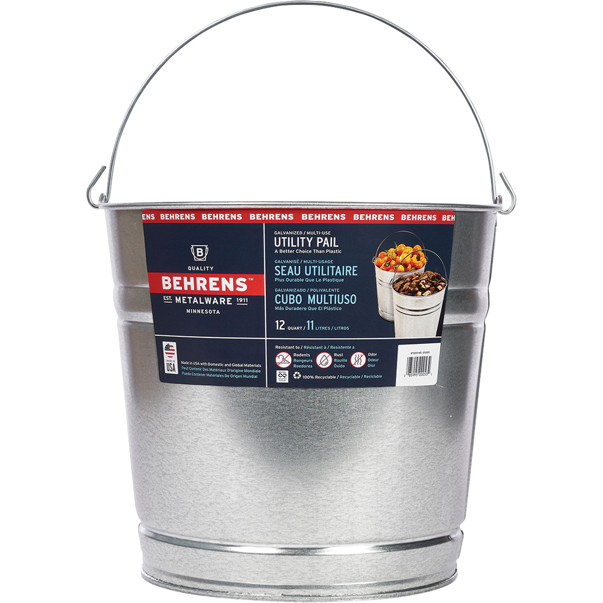 Seau, Acier galvanisé, 11 L