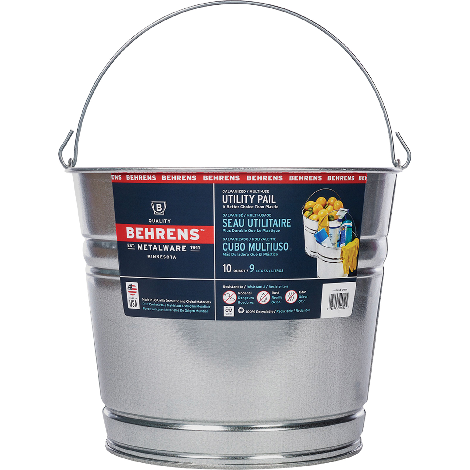 Seau, Acier galvanisé, 9 L