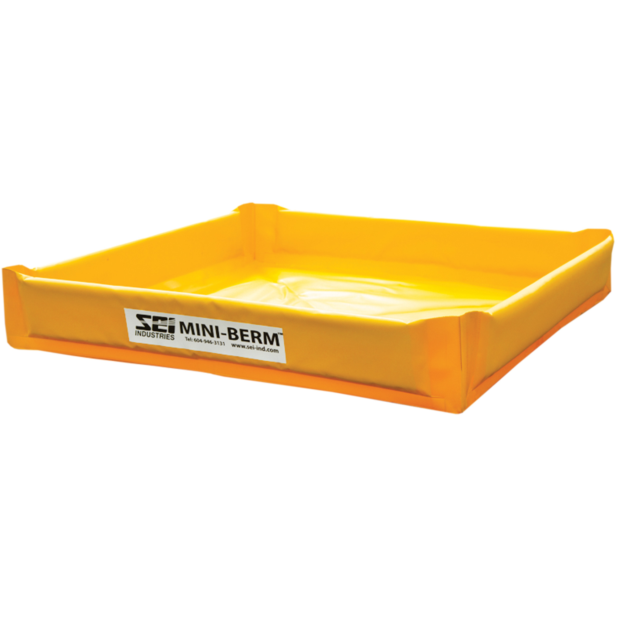 Berme de confinement compacte Mini-Berm en PVC jaune, Capacité 34 gal. US, 3' la x 3' lo x 6" h