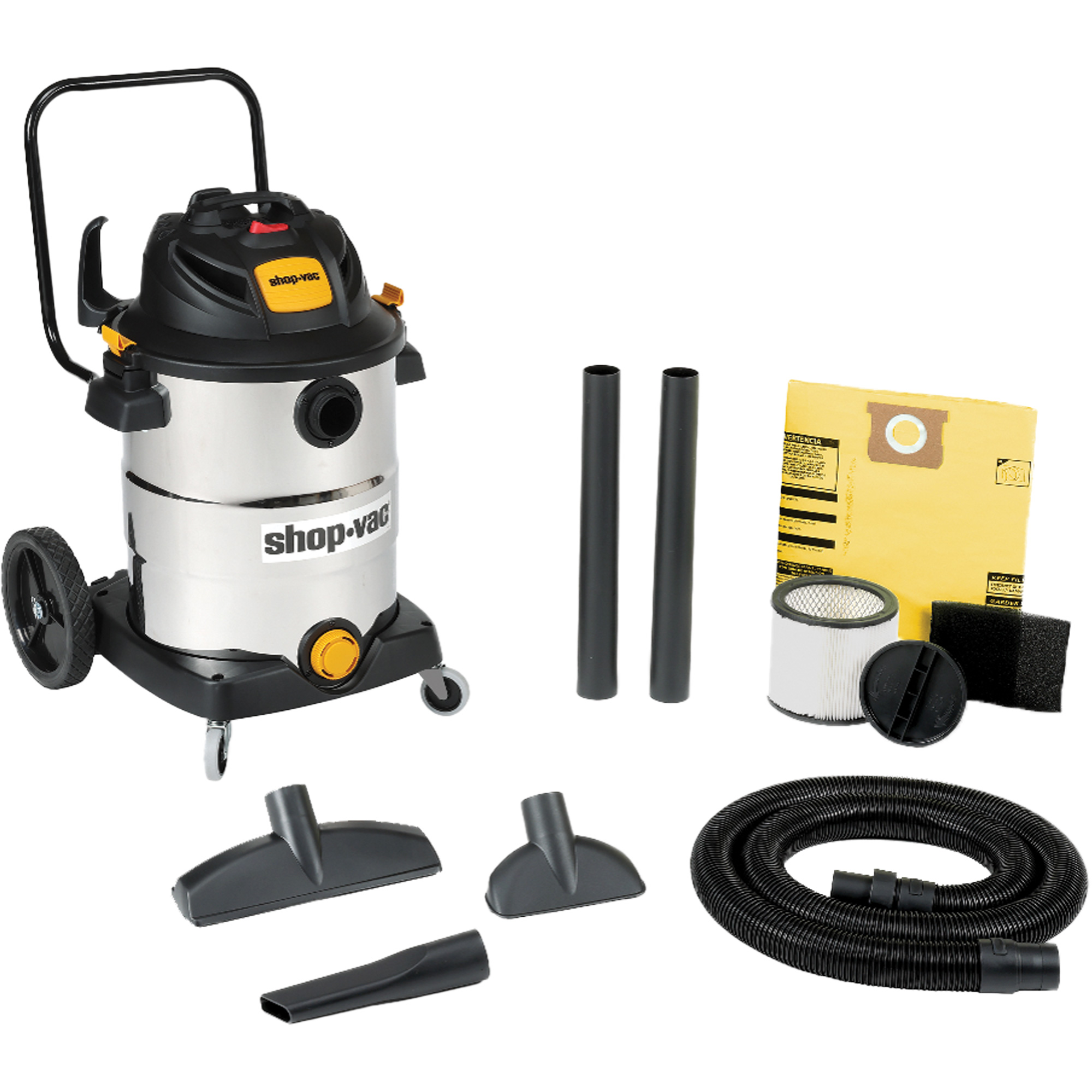 Aspirateur humide/sec en acier inoxydable pour l'atelier, 120 V, Capacité 16 gal.