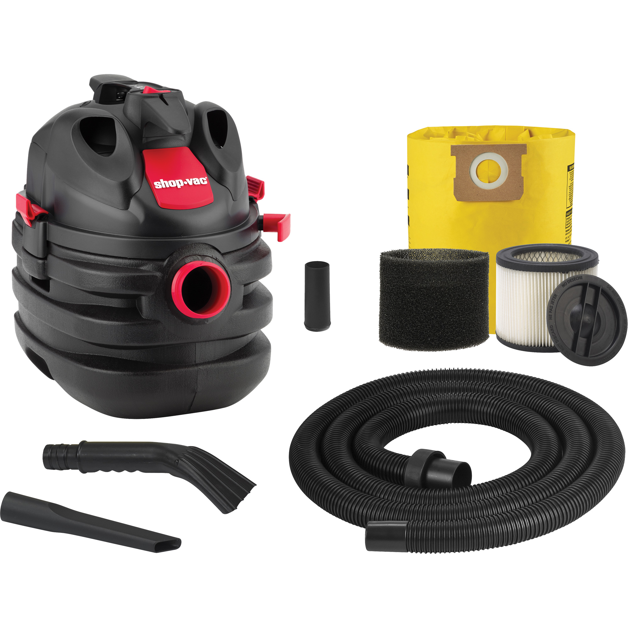 Aspirateur portable pour atelier, Secs-humides, 6 CV, 5 gal. US (18,9 litres)