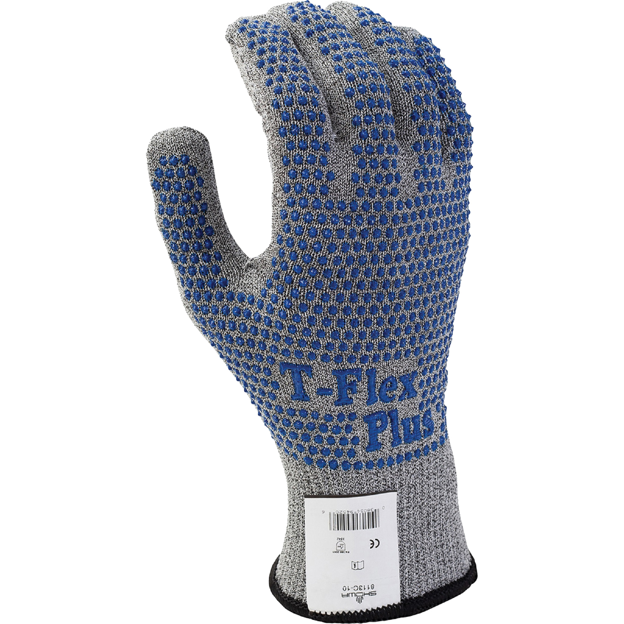 Gant sans coutures T-FlexMD Plus, Taille Grand/9, Calibre 13, Revêtement PVC, Enveloppe en DyneemaMD, ANSI/ISEA 105 niveau 4