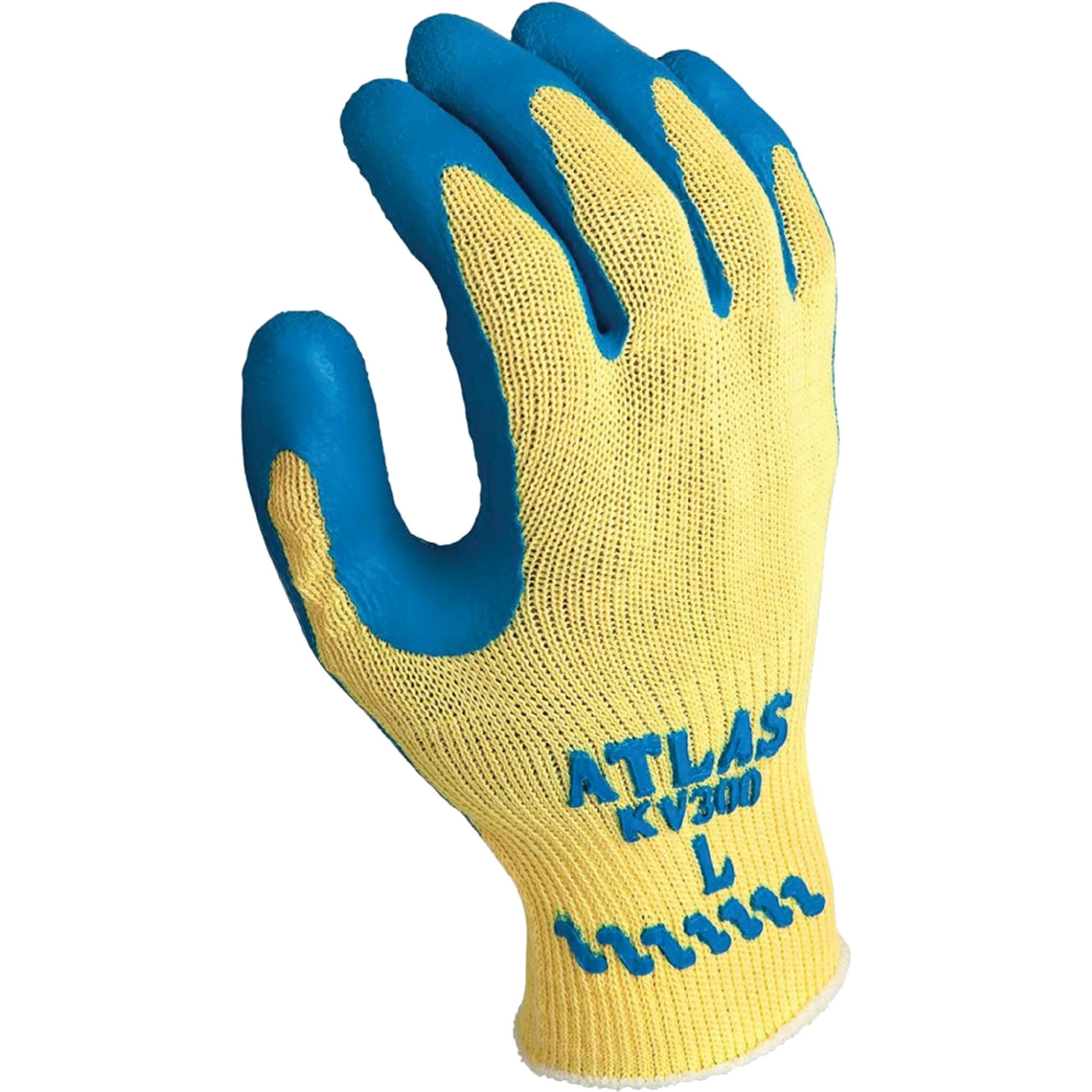 Gants AtlasMD Grip KV300, Taille T-Grand/10, Calibre 10, Revêtement Latex de caoutchouc, Enveloppe en KevlarMD, ANSI/ISEA 105 niveau 3