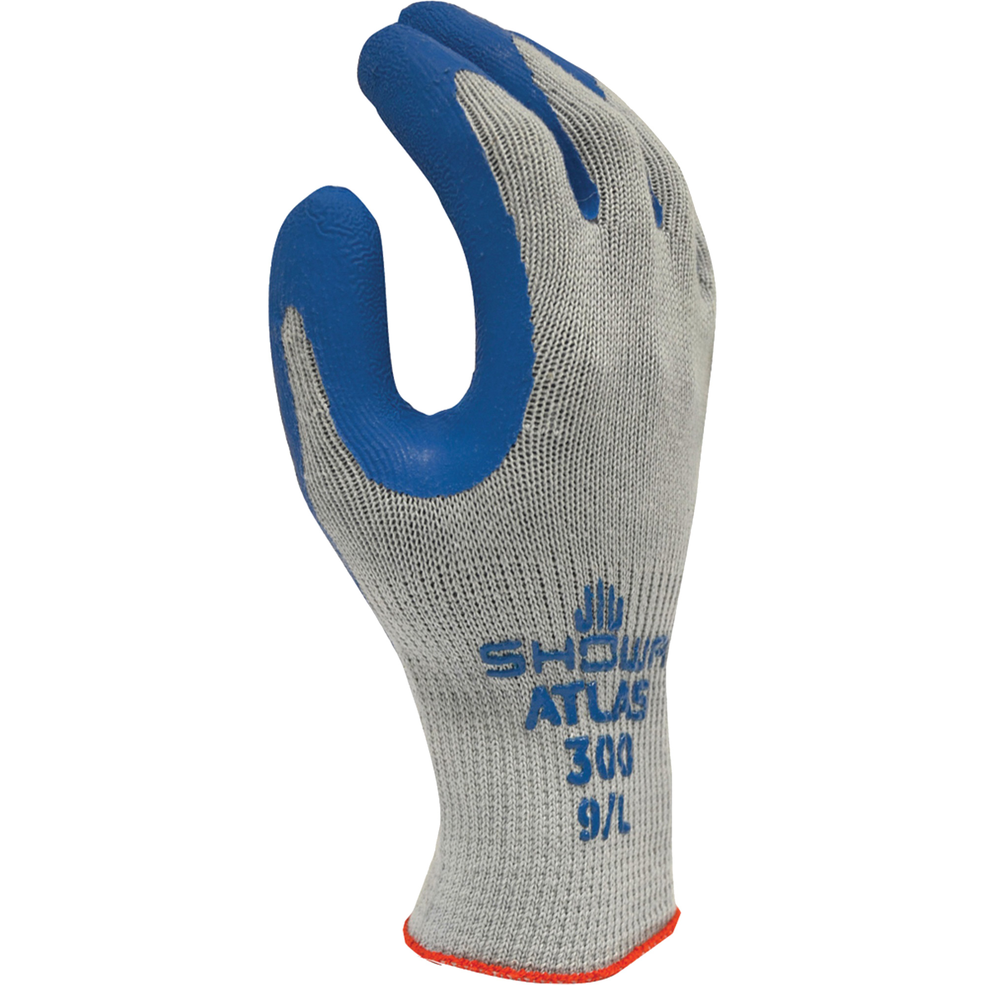 Gants en caoutchouc enduits de latex Atlas FitMD 300, 9/Grand, Rêvetement Latex de caoutchouc, Calibre 10, Enveloppe en Polyester/Coton