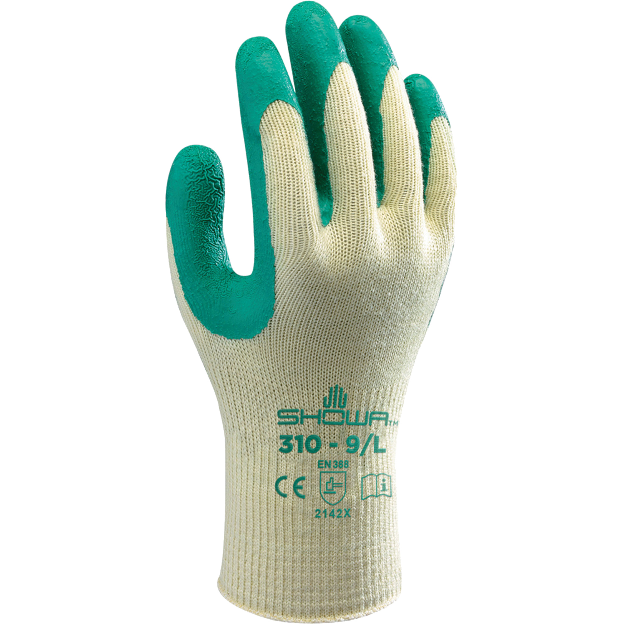 Gants en tricot de coton de calibre 10, 9/Grand, Rêvetement Latex de caoutchouc, Calibre 10, Enveloppe en Polyester/Coton