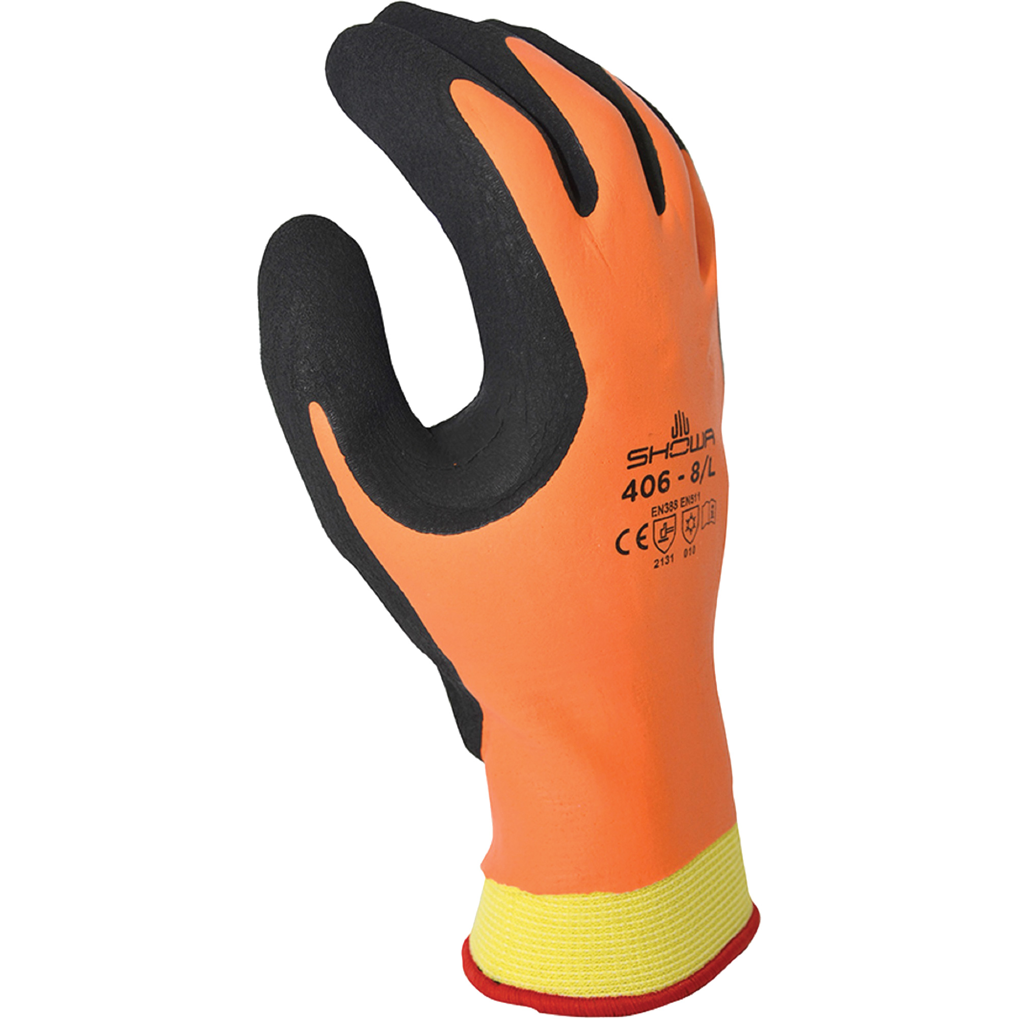 Gants isolés ATLASMD 406, 8/Grand, Rêvetement Latex de caoutchouc, Enveloppe en Polyester/Nylon