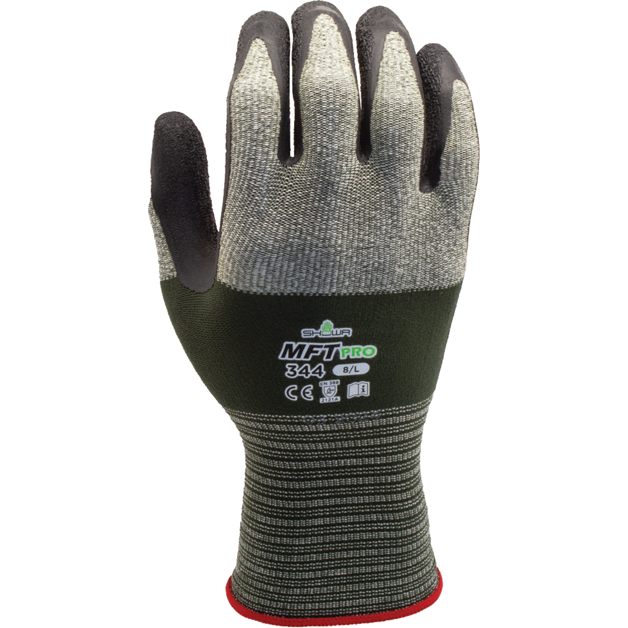 Gants MFT PRO 344, Taille Grand/8, Calibre 13, Revêtement Latex de caoutchouc, Enveloppe en Nylon/Microfibre, EN 388 niveau 1/EN 388 niveau A