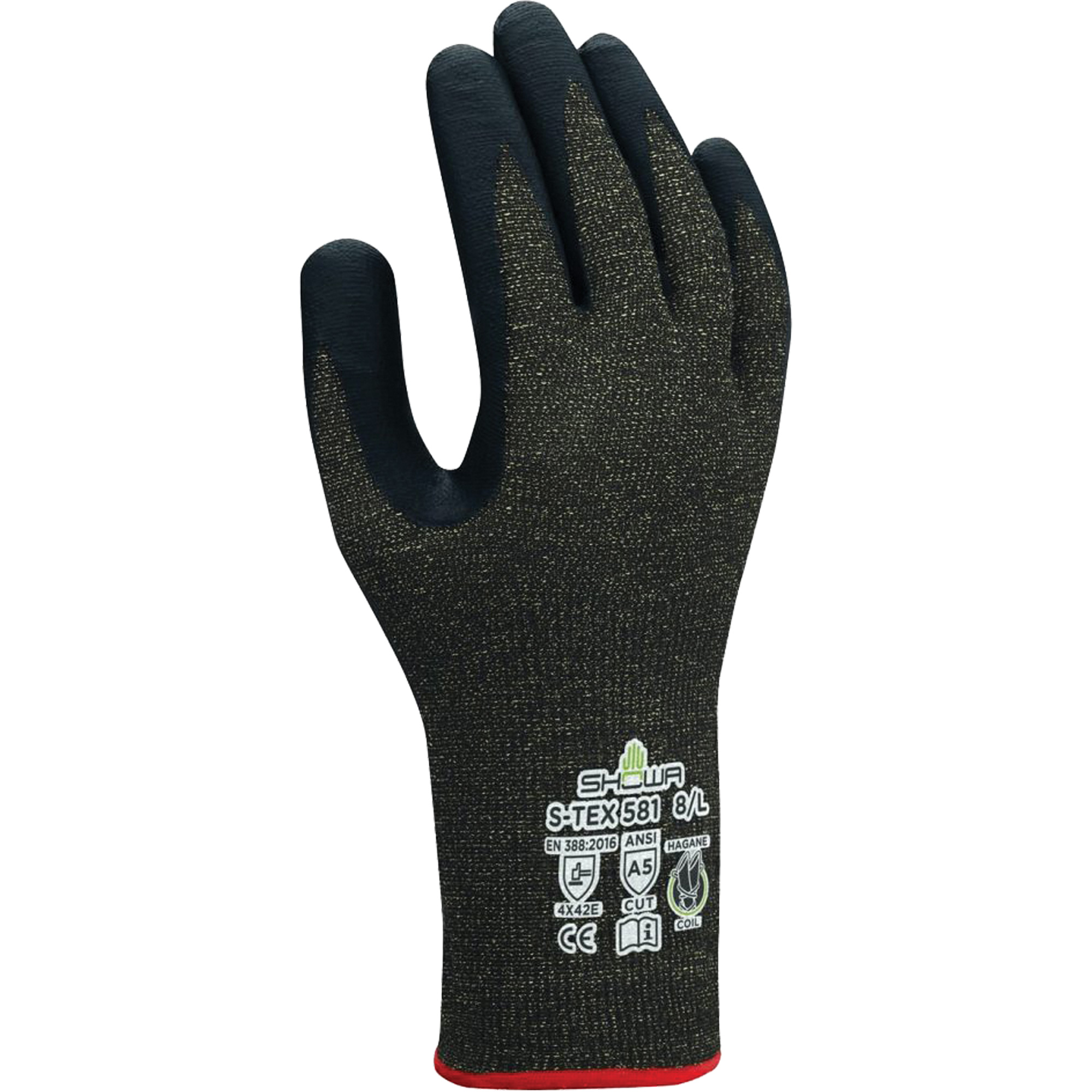 Gants résistants aux coupures S-TEXMD 581, Taille 6/Petit, Calibre 13, Revêtement Mousse de nitrile, Enveloppe en Acier inoxydable/KevlarMD, ANSI/ISEA 105 niveau 5/EN 388 niveau E