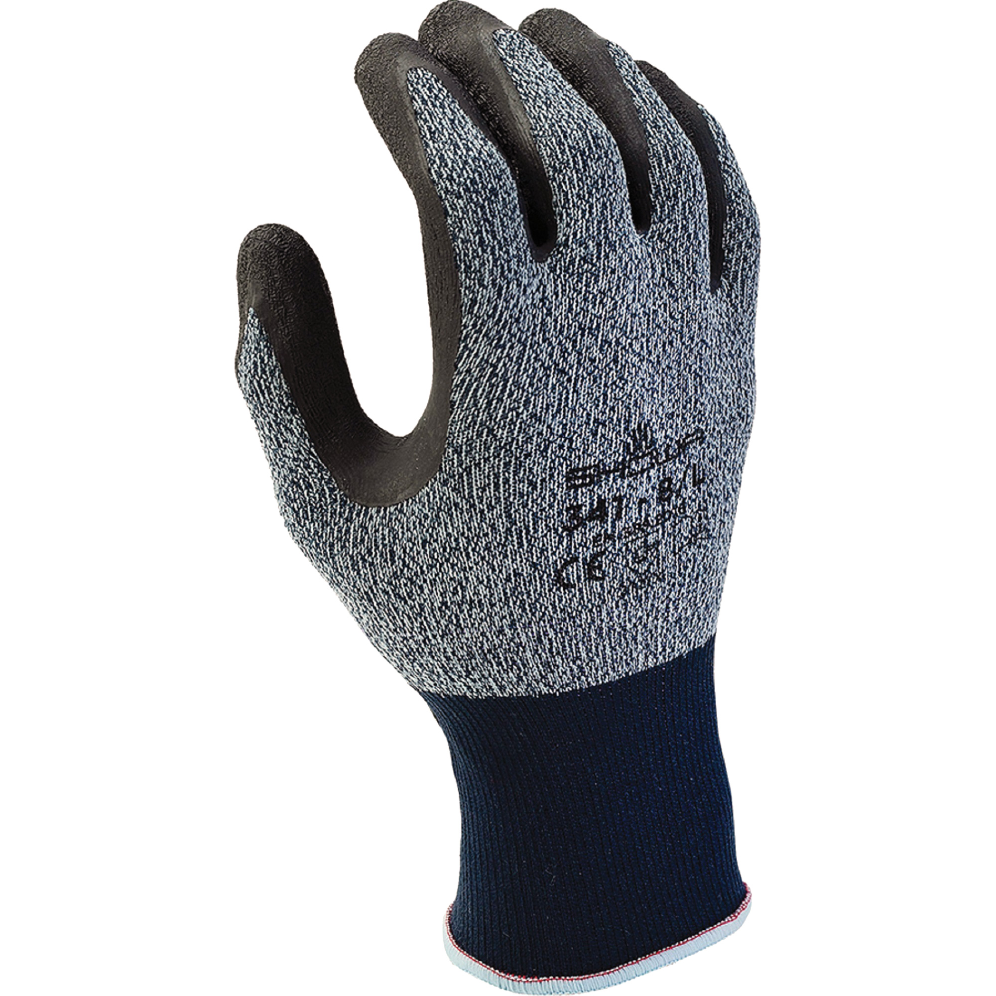 Gants ShowaMD 341, 7/Moyen, Rêvetement Latex de caoutchouc, Calibre 13, Enveloppe en Nylon