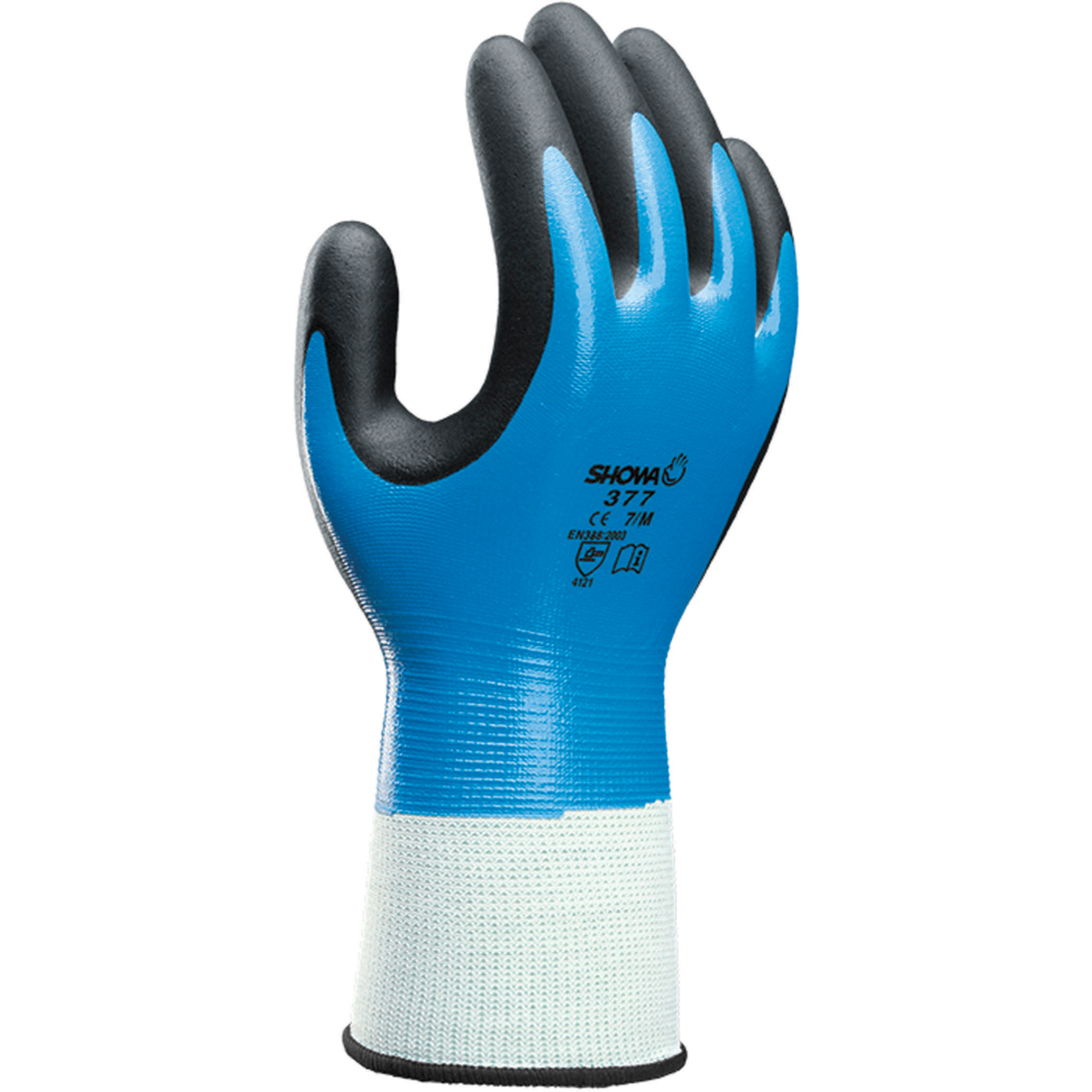Gants Showa 377, 8/Grand, Rêvetement Mousse de nitrile, Calibre 13, Enveloppe en Nylon