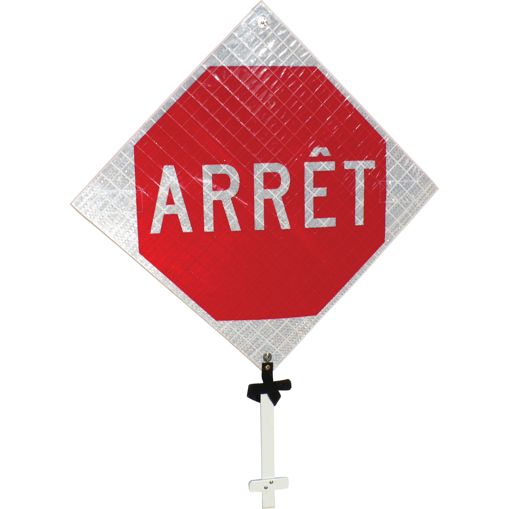 Enseigne sur poteau « Arrêt », 24" x 24", Aluminium, Français