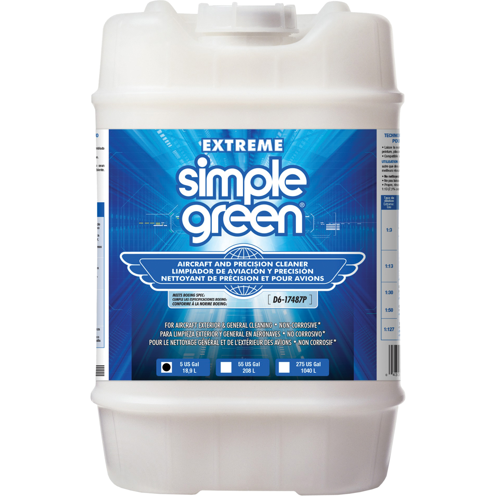 Produit nettoyant de précision et pour aéronefs Extreme Simple GreenMD, 5 gal., Cruche