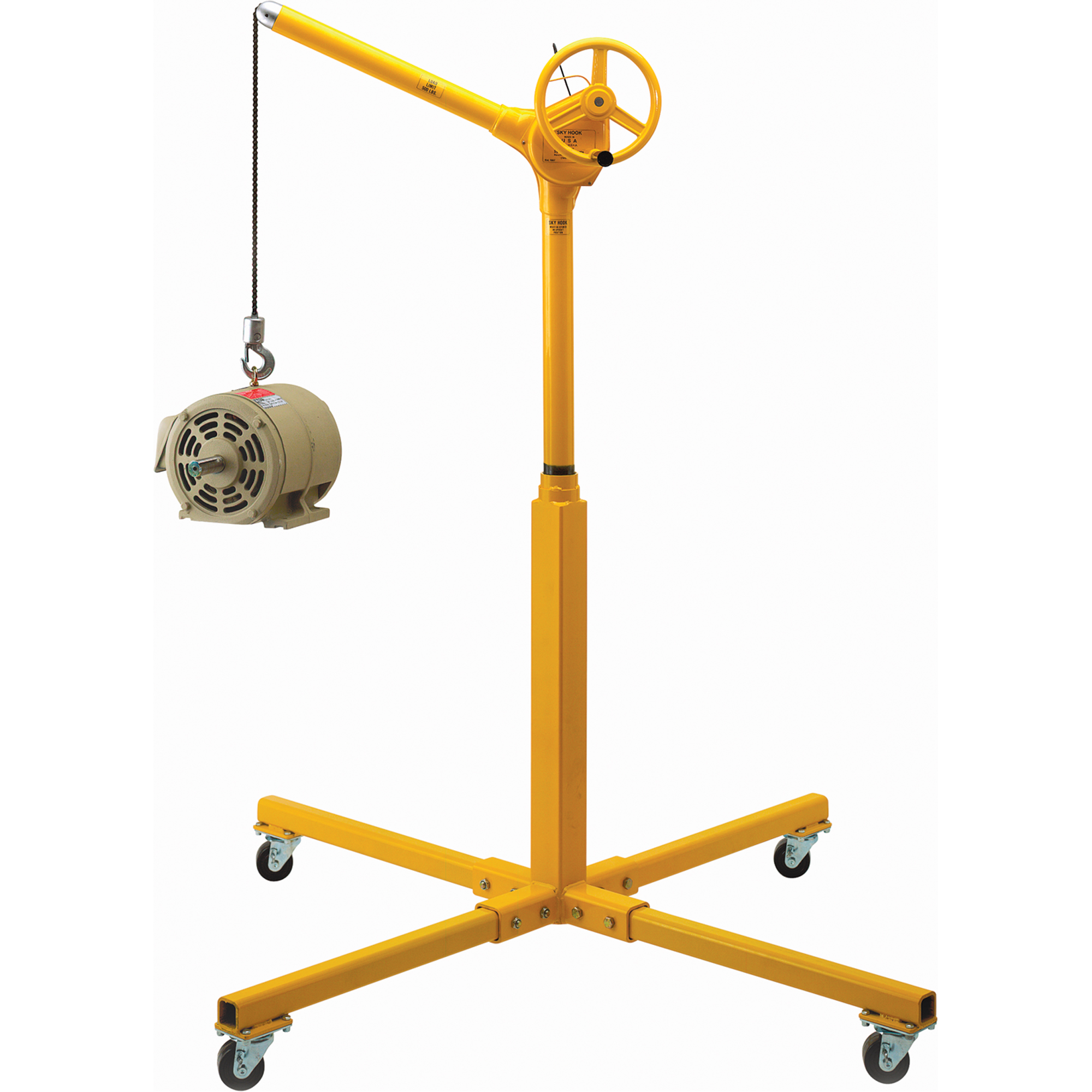 Hauts crochets élévateurs industriels avec base mobile, Capacité 500 lb (0,25 tonne)