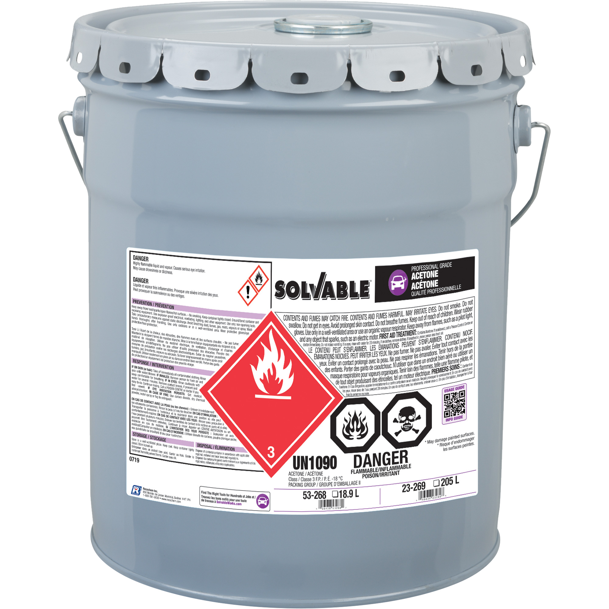 Acétone liquide, 18,9 L