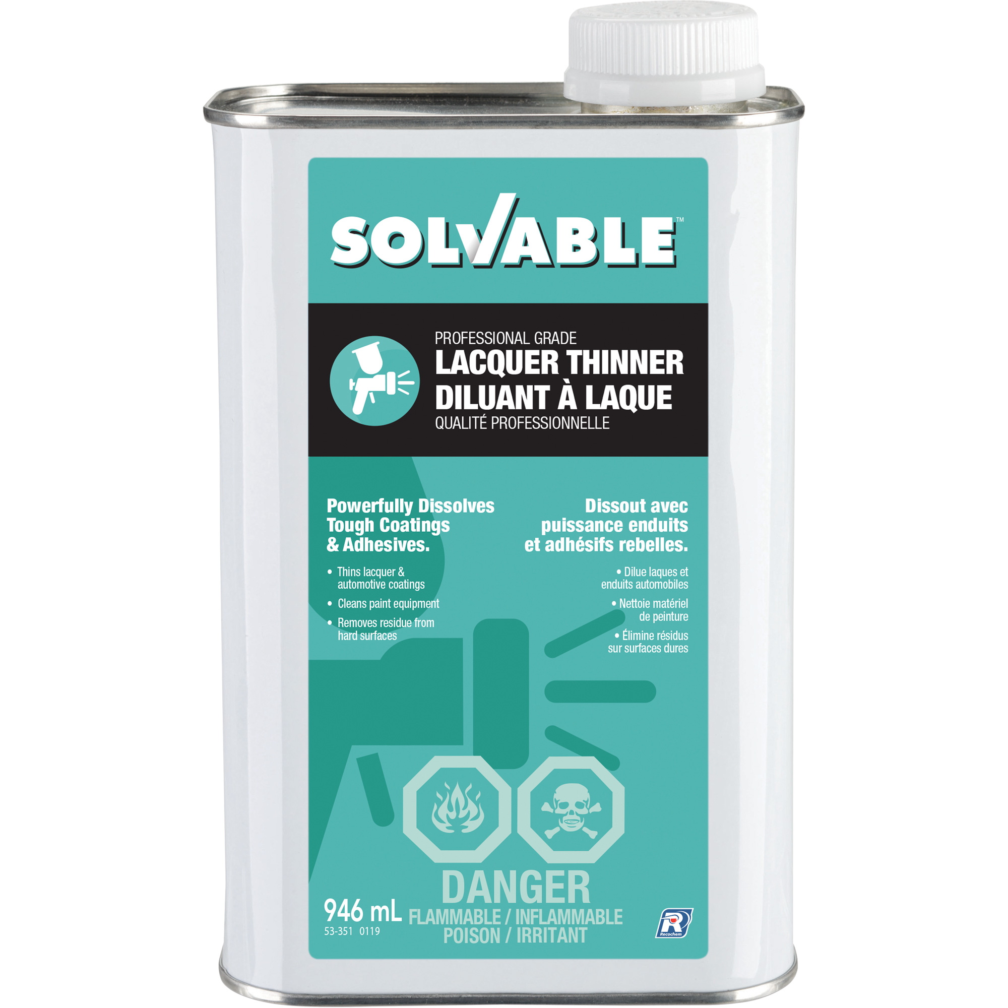 Diluant à lacque de calibre professionnel, Bidon rectangulaire, 946 ml
