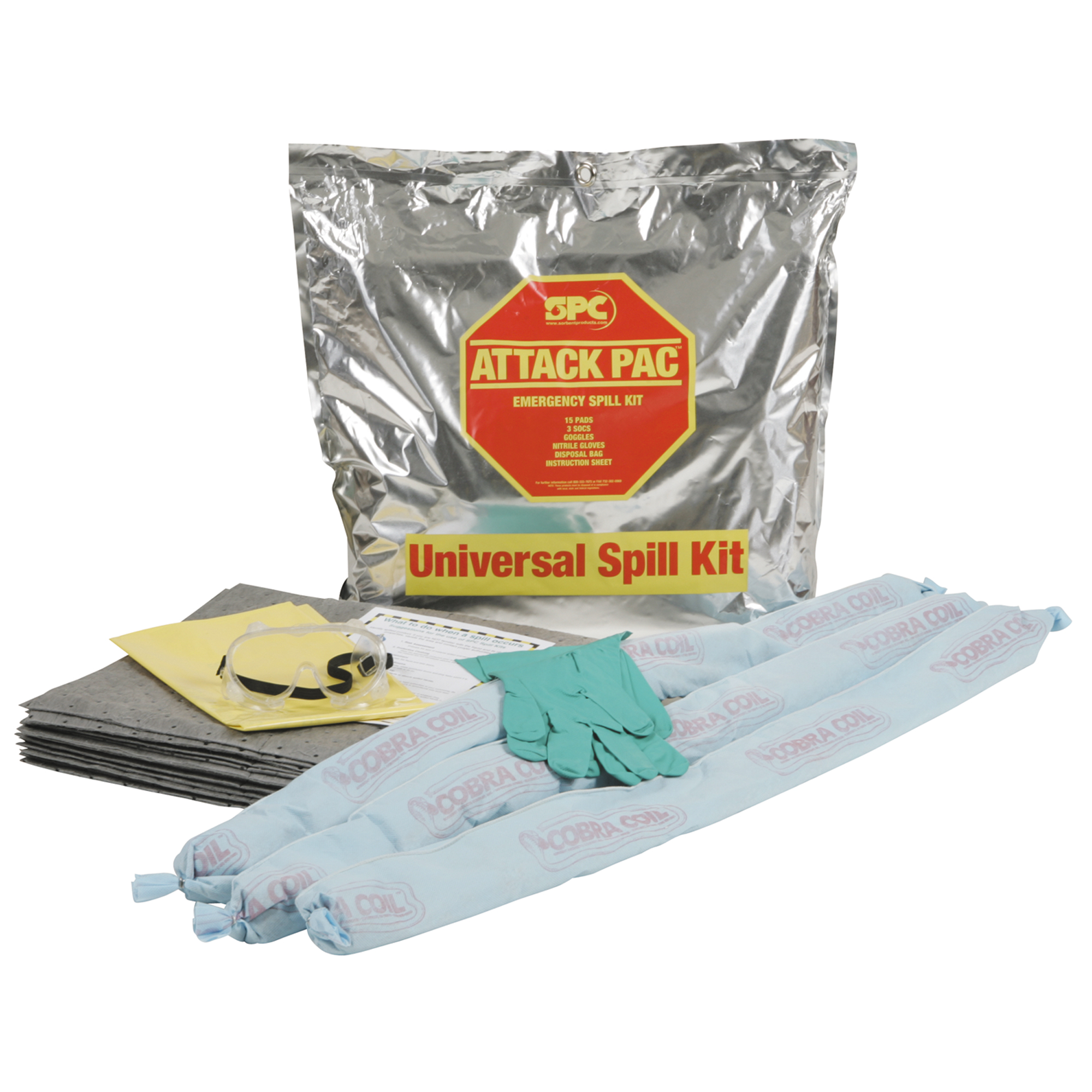 Trousse contre les déversements Attack PacMC AllwikMD, Universel, Sac, Absorbance de 7 gal. US