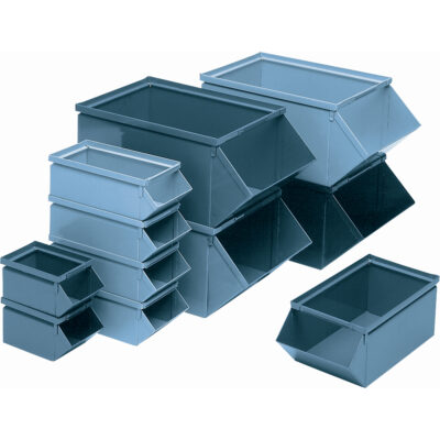 Bac en acier, Cap. 100 lb, 18" la x 30" p x 12" h, Bleu