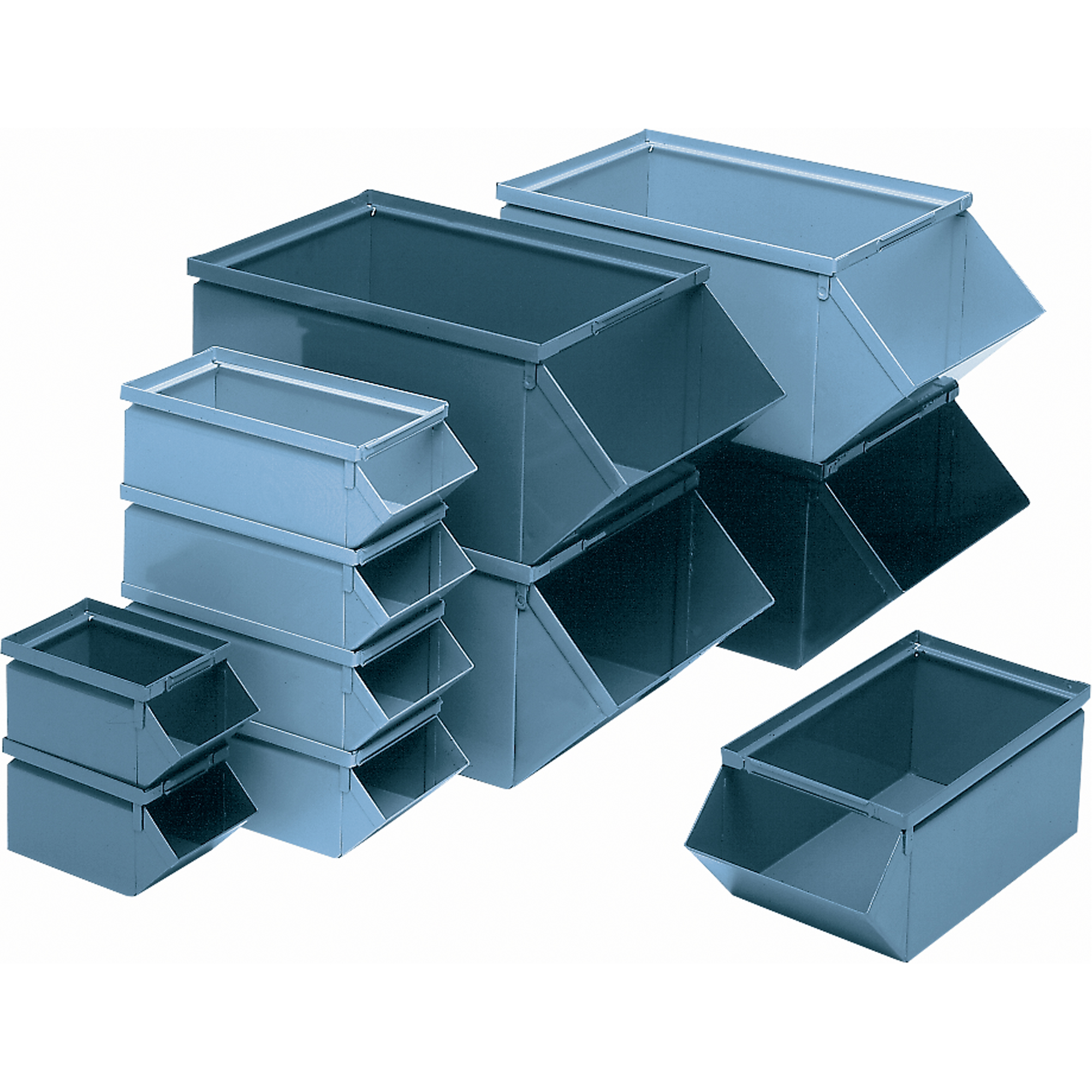 Bac en acier, Cap. 100 lb, 10" la x 24" p x 8" h, Bleu