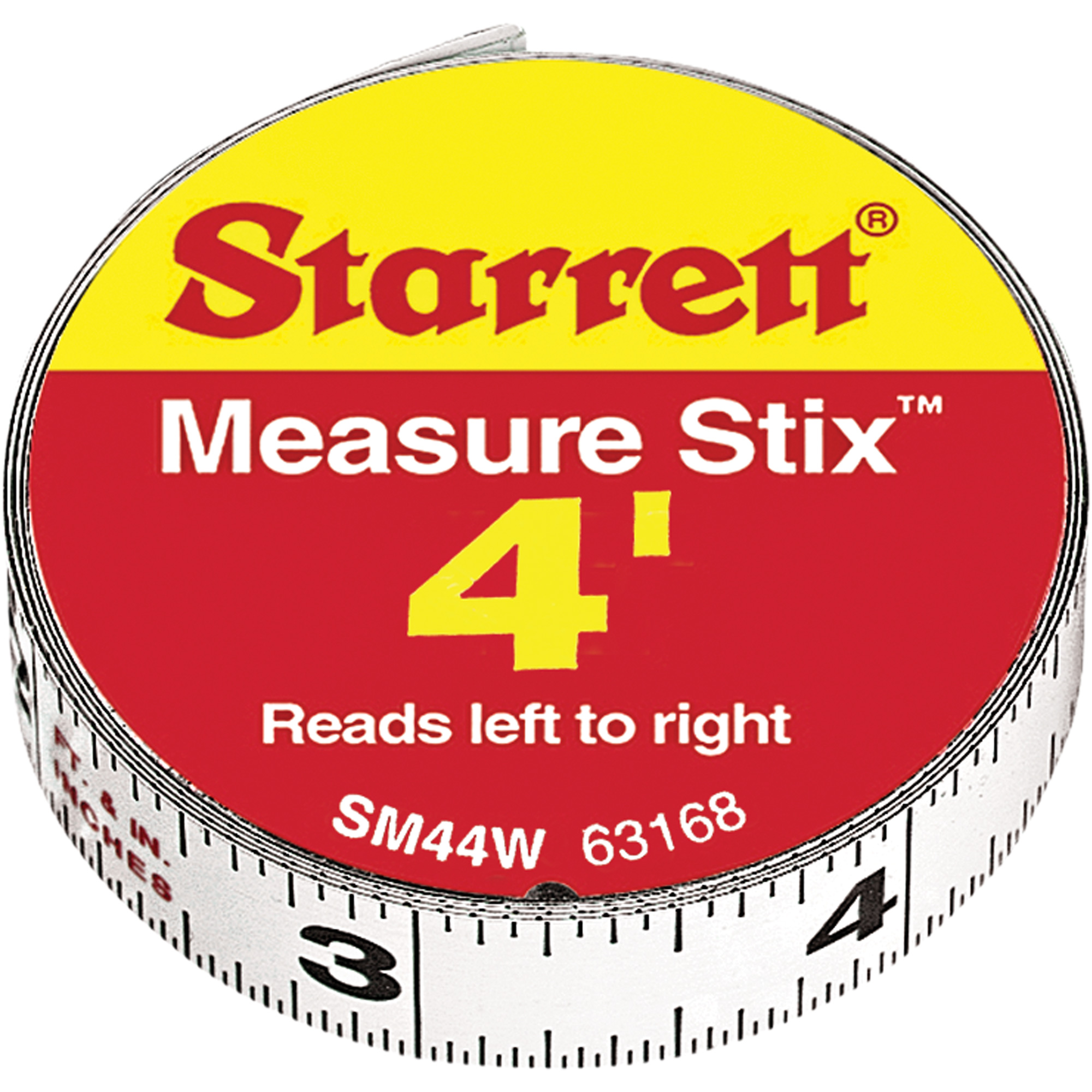 Rubans à mesurer en acier avec endos adhésif Measure StixMC, 1/2" x 4', Marques de goujon po/pi
