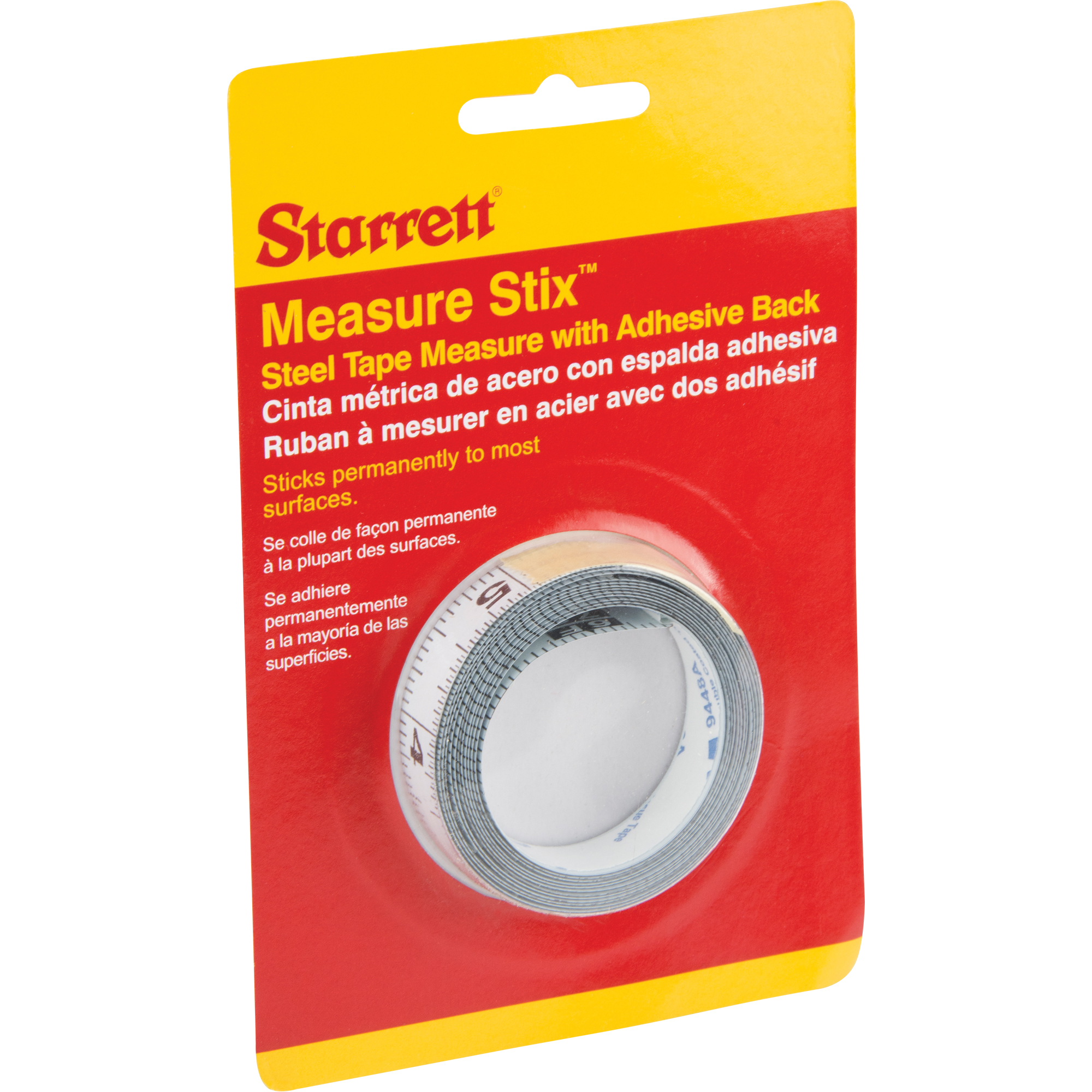 Rubans à mesurer en acier avec endos adhésif Measure StixMC, 1/2" x 6', Marques de goujon po/pi