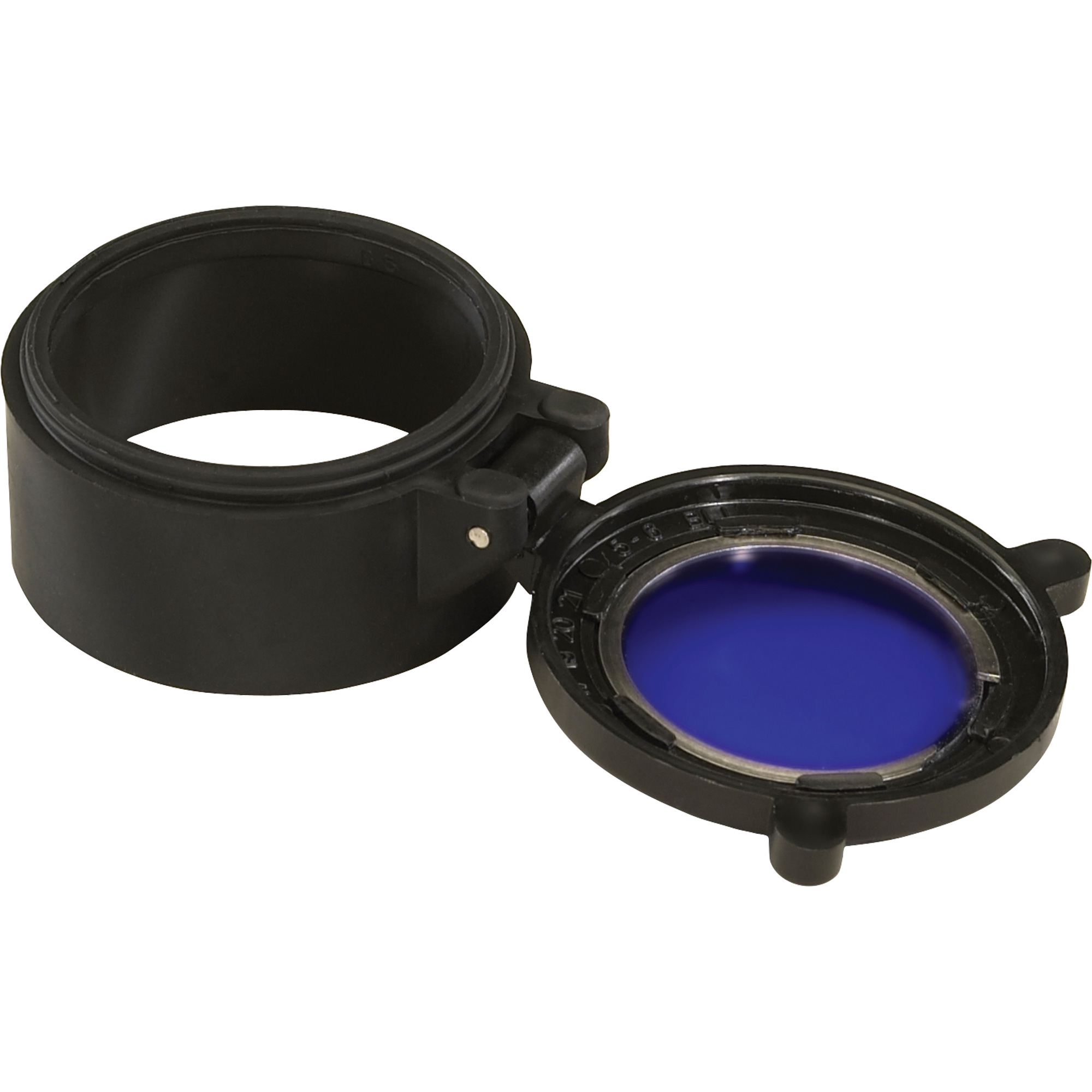 Lentille bleue relevable pour lampe de poche