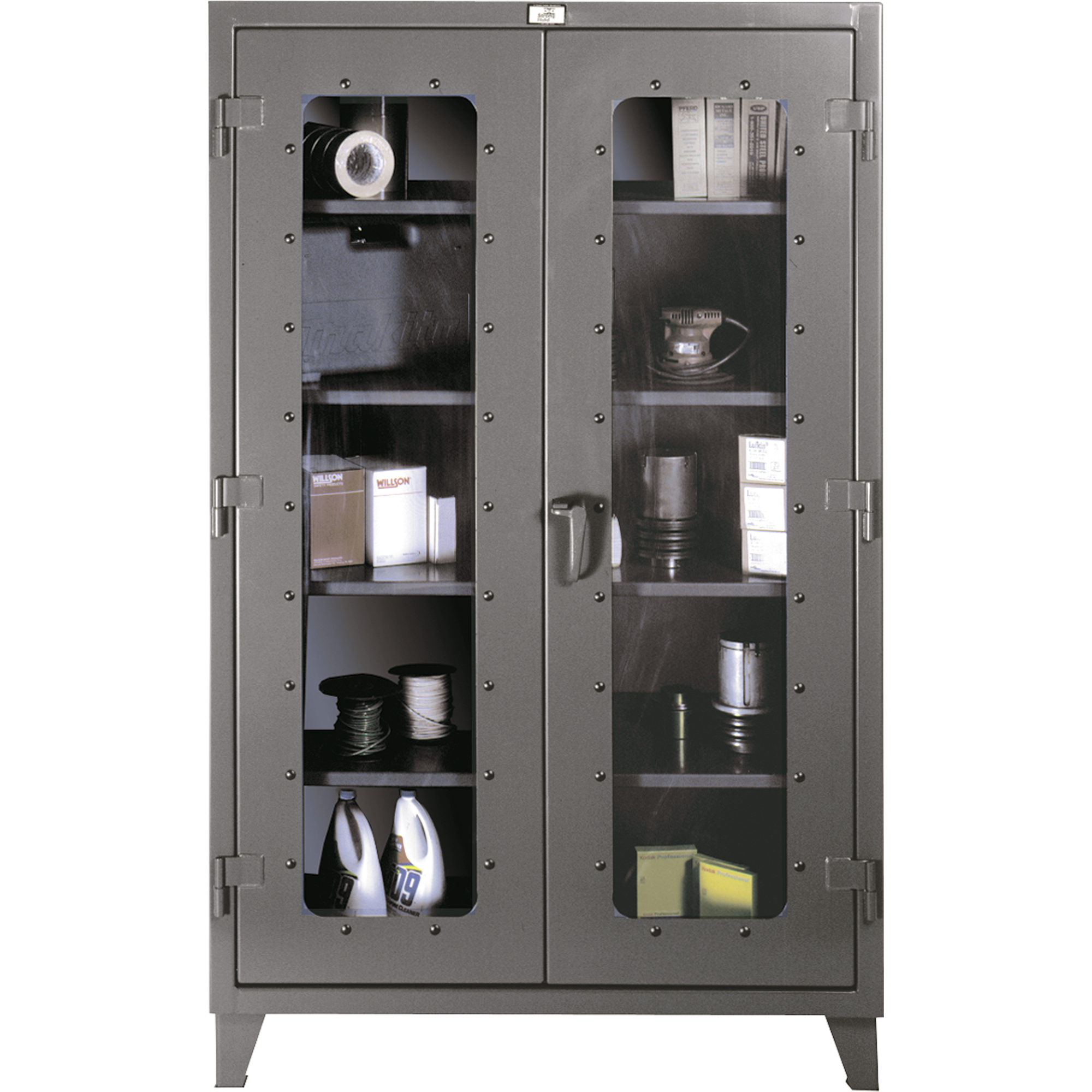 Armoires à fenêtres claires, Acier, 4 Tablettes, 60" h x 48" la x 24" p