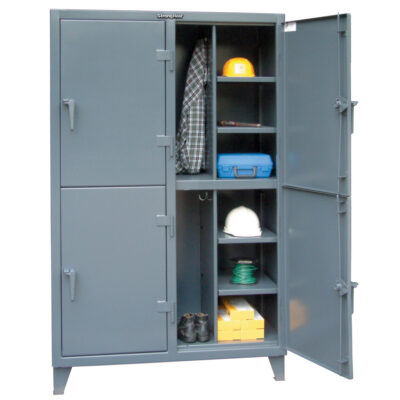 CASIER,50"LAX24"PX72"H,4PORTES, Acier, 8 Tablettes, 72" h x 50" la x 24" P, Gris