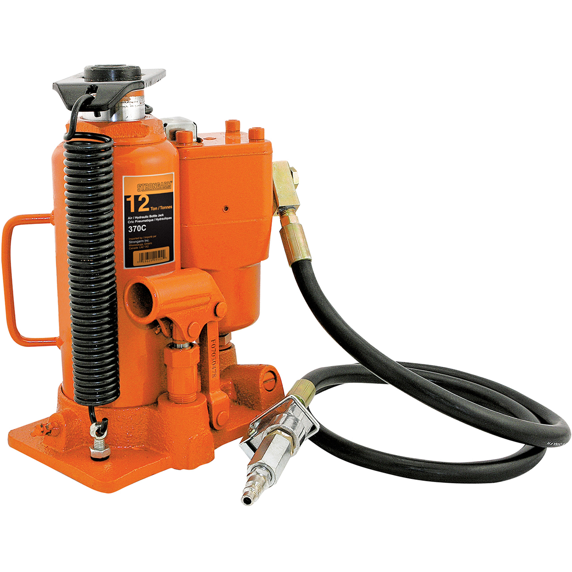 370A Cric-bouteille, 12 tonnes, Air comprimé/hydraulique, 19-1/2" Hauteur élevée