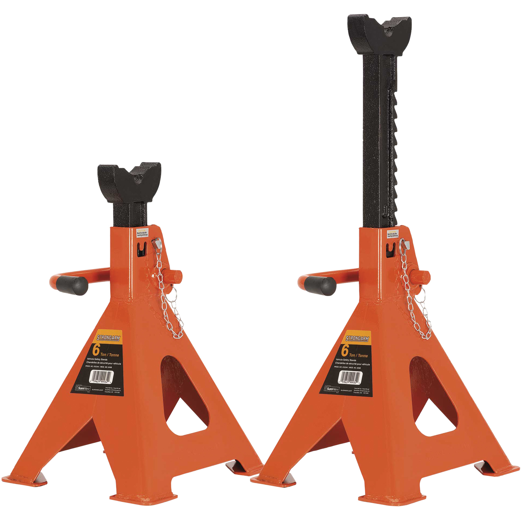 856A Béquilles de cric, Poignée/rochet verrouillable, Capacité de 6 tonne(s), 15-1/2" - 24" h