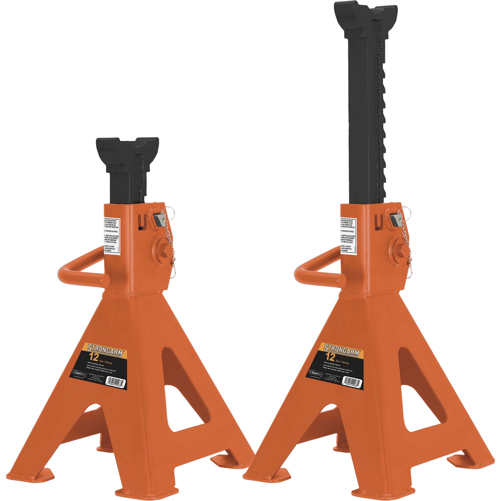 872B Béquilles de cric, Poignée/rochet verrouillable, Capacité de 12 tonne(s), 19-1/4" - 28-1/3" h
