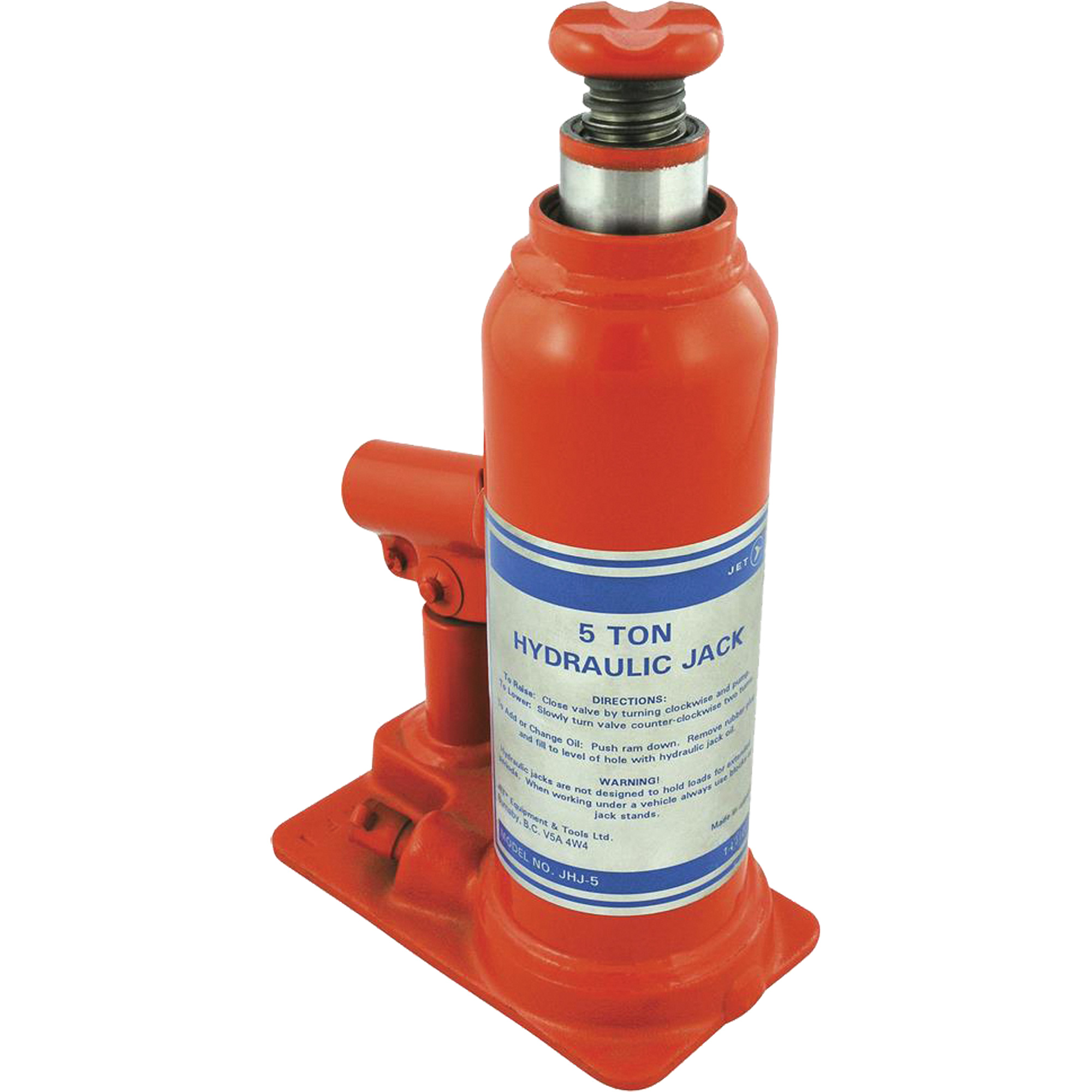 JHJ-5 Crics à bouteille pour usage très intensif, 5 tonne(s), 15-3/8" Hauteur élevée