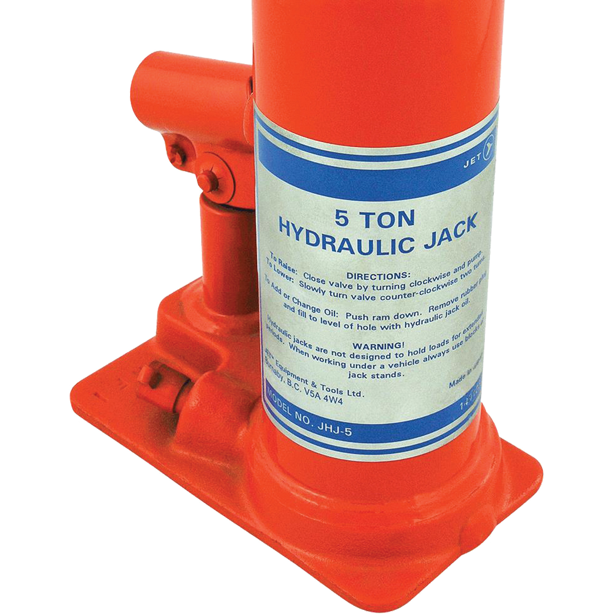 JHJ-5 Crics à bouteille pour usage très intensif, 5 tonne(s), 15-3/8" Hauteur élevée – Image 2