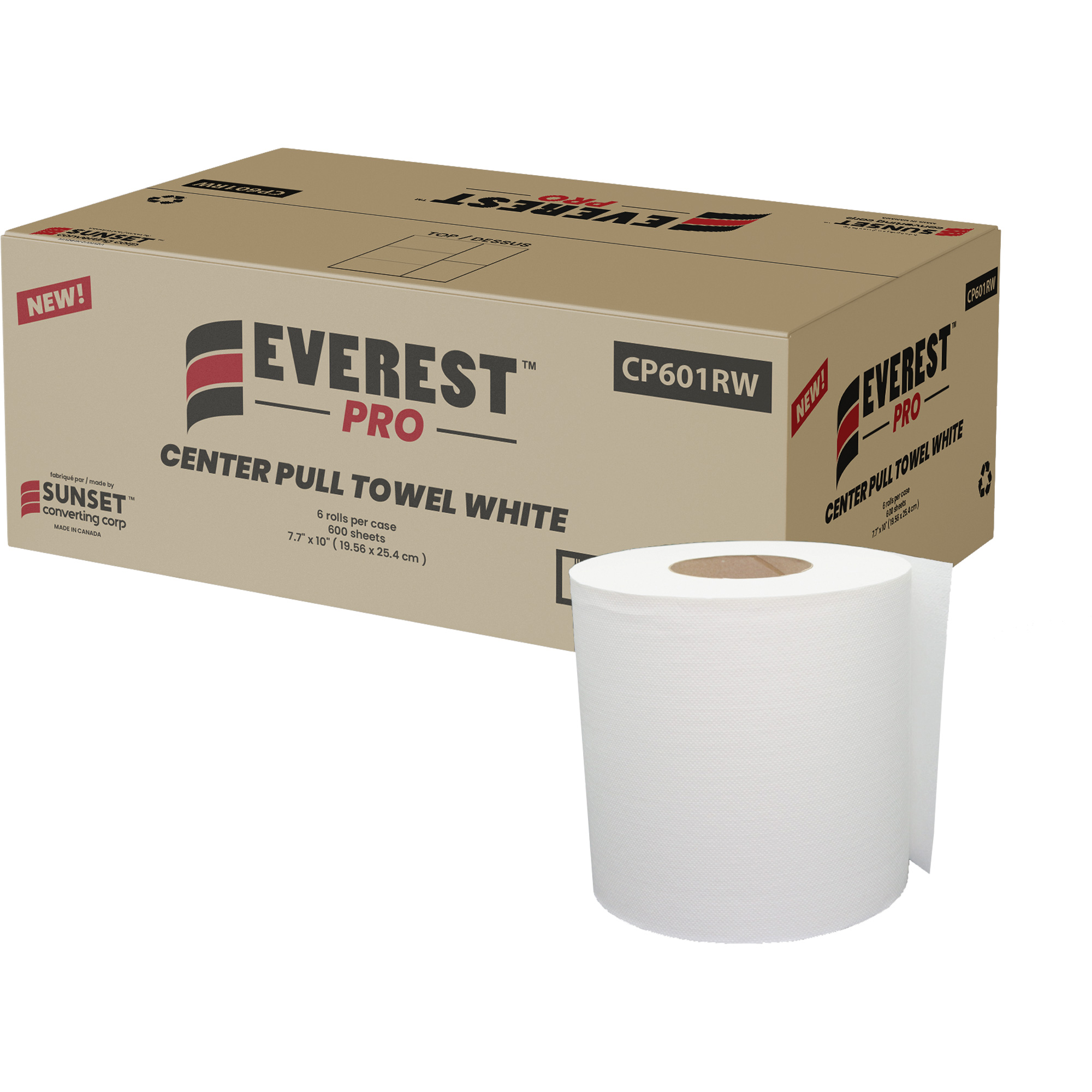 Essuie-mains en papier blanc, 1 pli, Dérouler par le centre