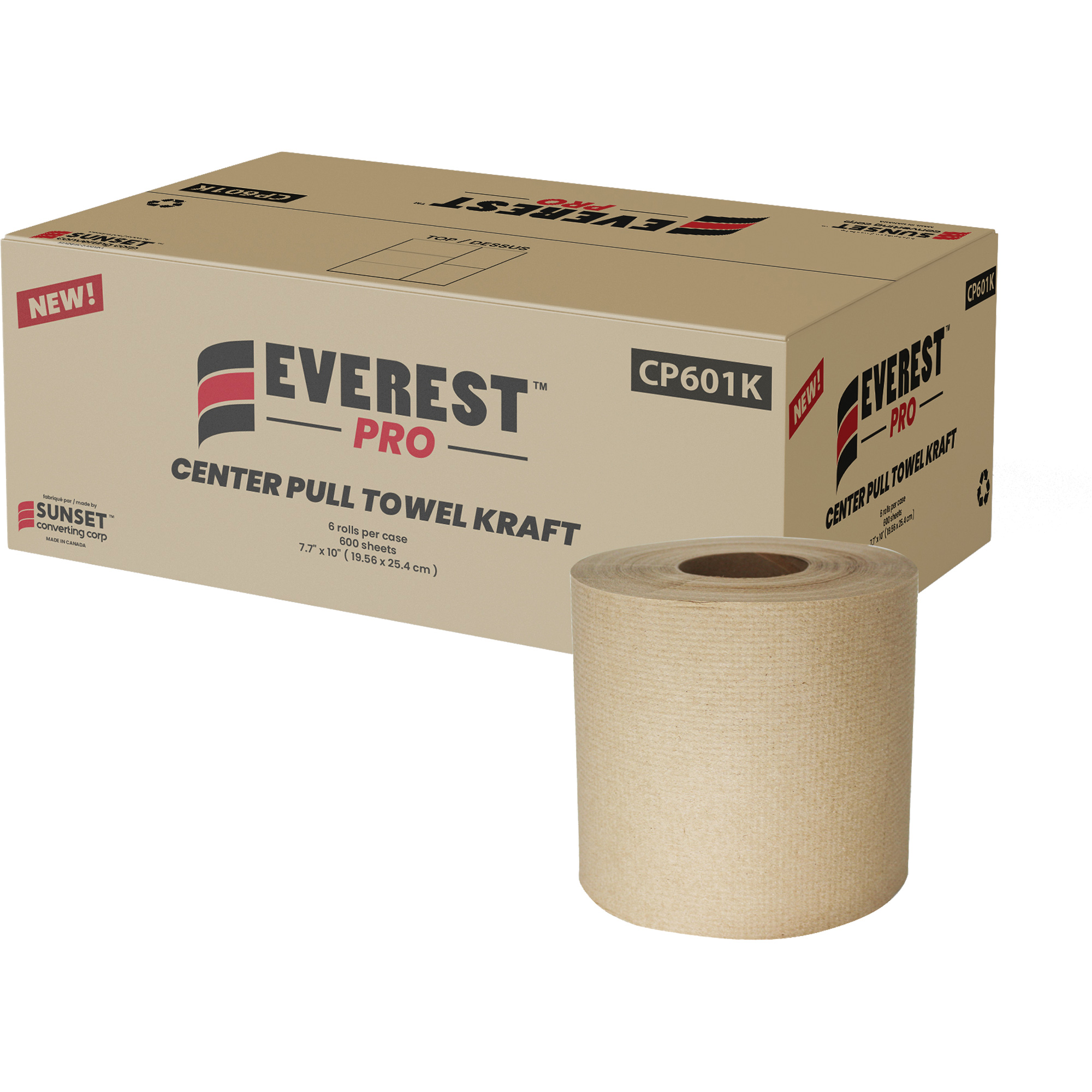Essuie-mains en papier kraft, 1 pli, Dérouler par le centre