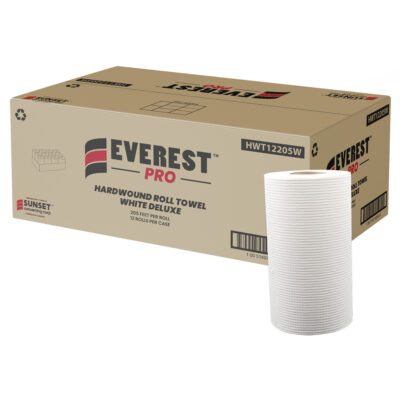 Essuie-mains en rouleaux blancs de luxe, 1 pli, Dérouler par le centre, 205' lo