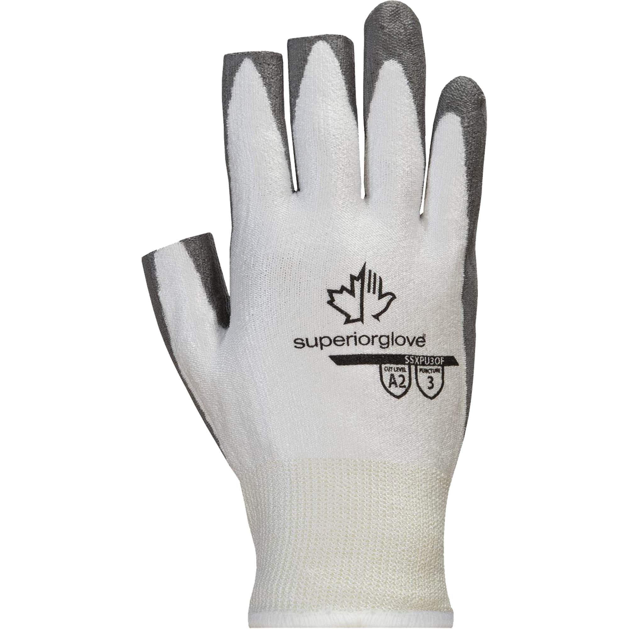 Gants à doigt ouvert Superior TouchMD SSXPU3OF, Taille 8, Calibre 13, Revêtement Polyuréthane, Enveloppe en DyneemaMD, ASTM ANSI niveau A2