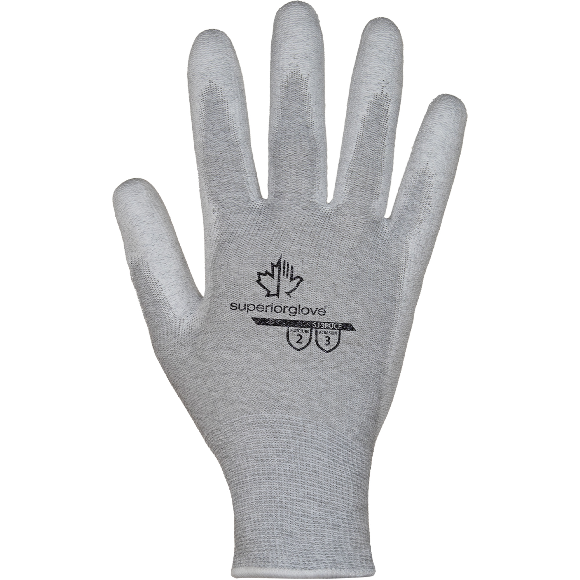 Gants blancs KnitActivMC dissipatifs électrostatiques et peu pelucheux, 10, Rêvetement Polyuréthane, Calibre 13, Enveloppe en Coton/Nylon