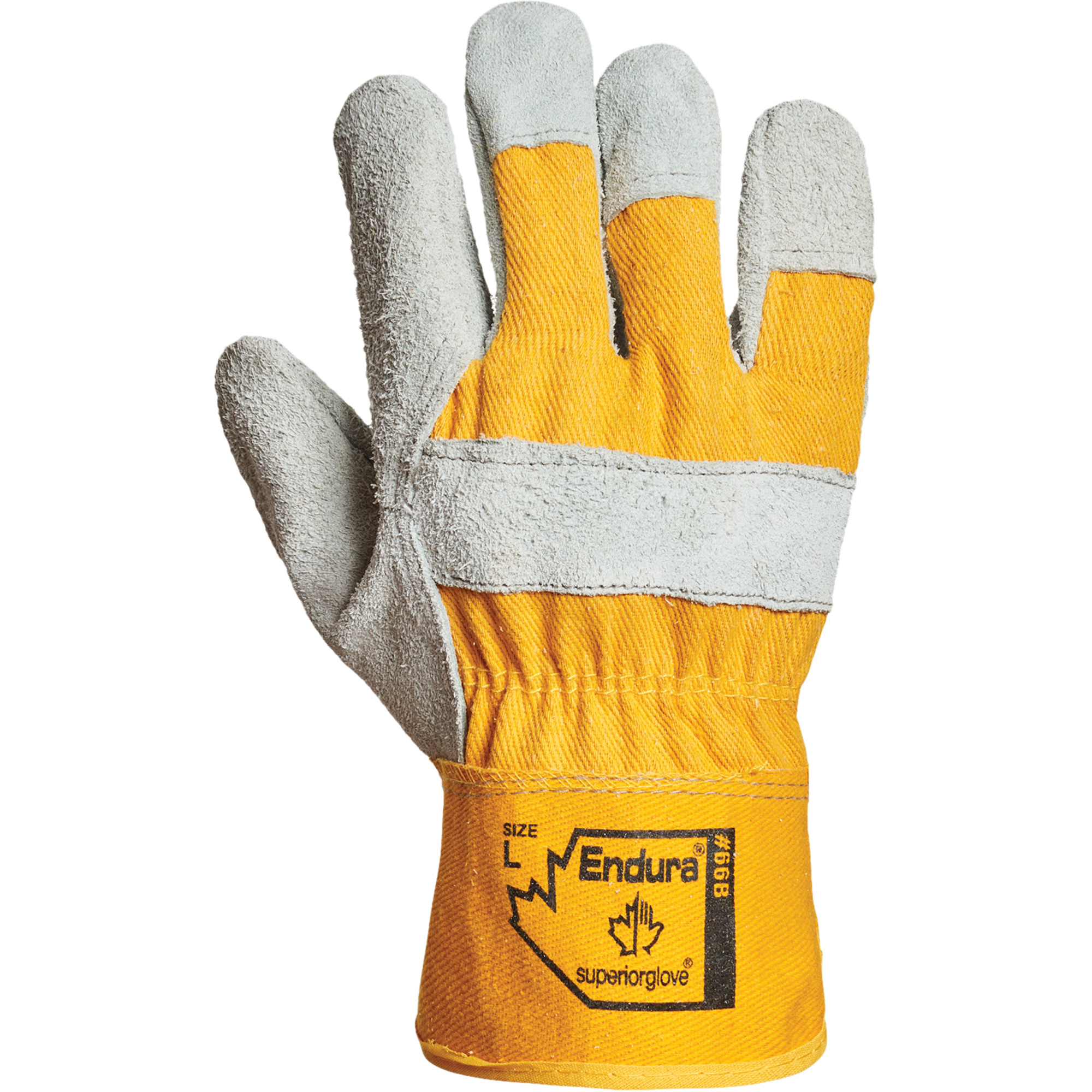 Gants d'ajusteur EnduraMD, Grand, Paume en Cuir refendu, Doublure en Coton