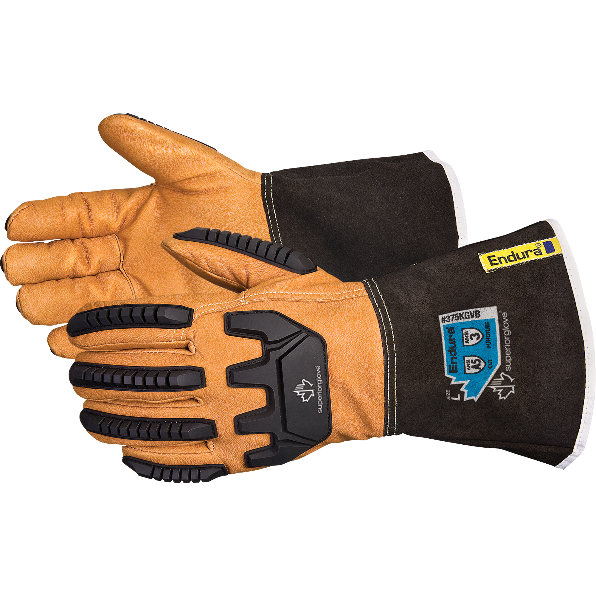 Gants de conducteur antichocs EnduraMD, 2T-Grand, Paume en Cuir fleur de chèvre, KevlarMD