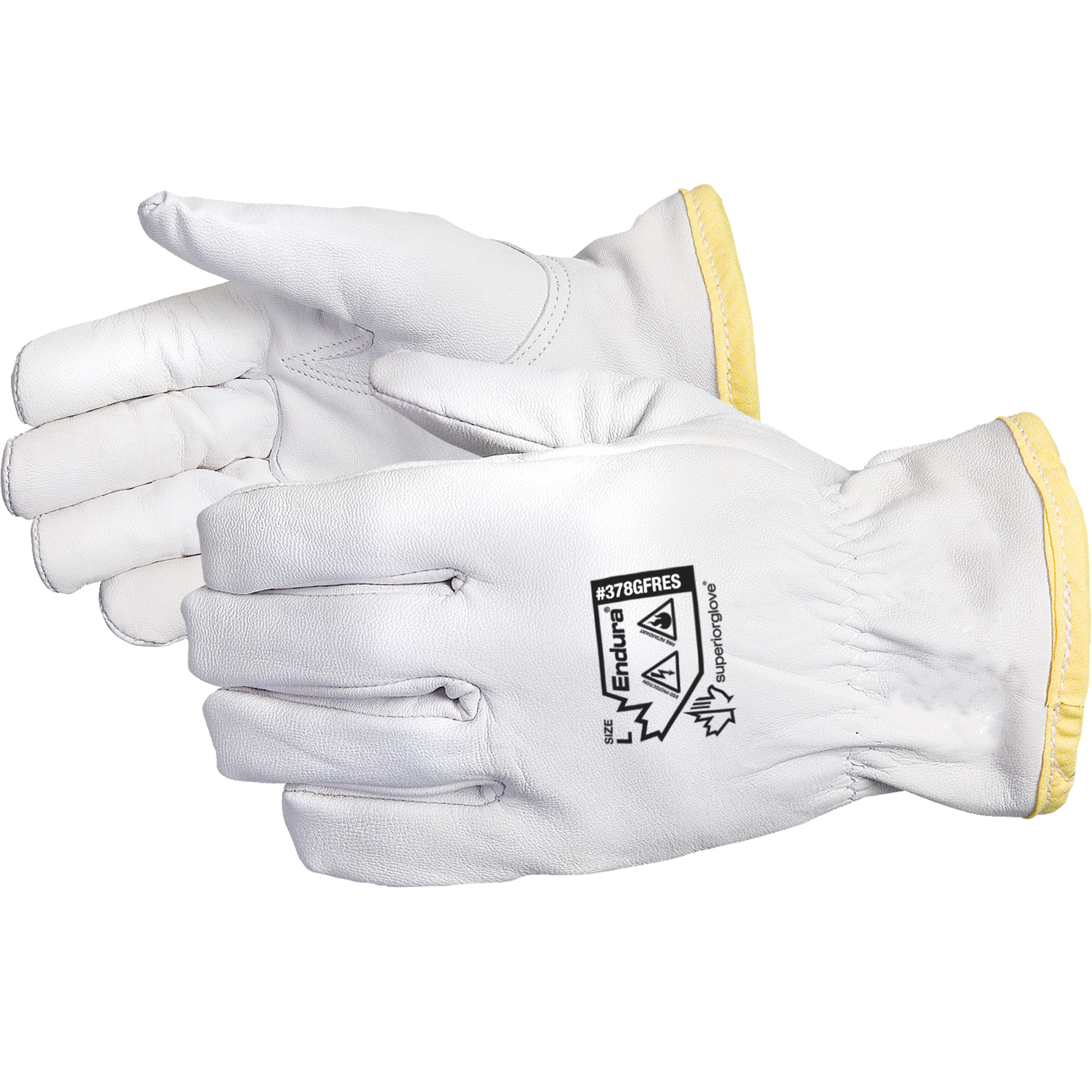 Gants de conducteur antistatiques et ignifuges EnduraMD, Grand, Paume en Cuir fleur de chèvre, RhovylMD