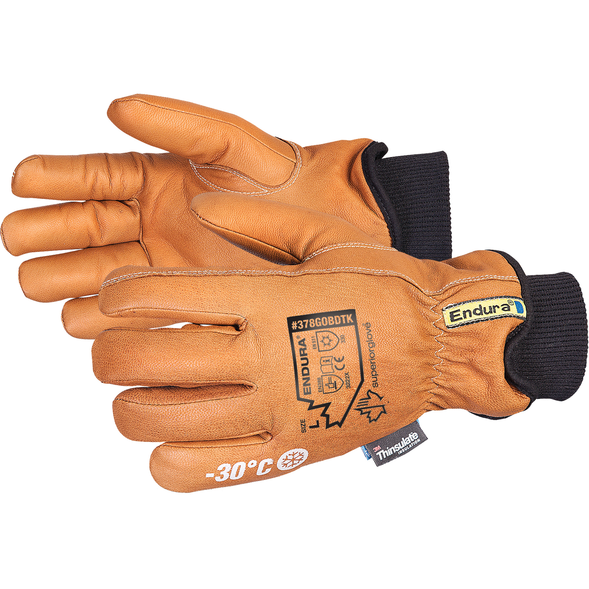 Gants de conducteur de luxe pour l'hiver EnduraMD, Grand, Paume en Cuir fleur de chèvre, ThinsulateMC