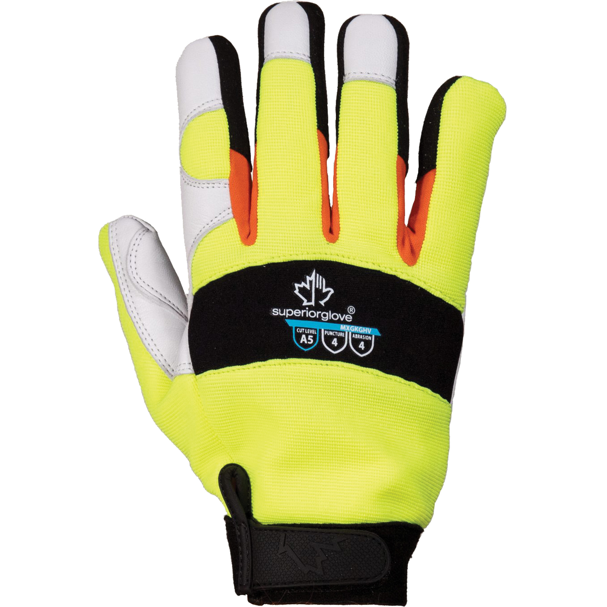 Gants de mécanicien à haute visibilité ClutchGearMD, Paume Cuir fleur de chèvre, Taille 3T-Grand
