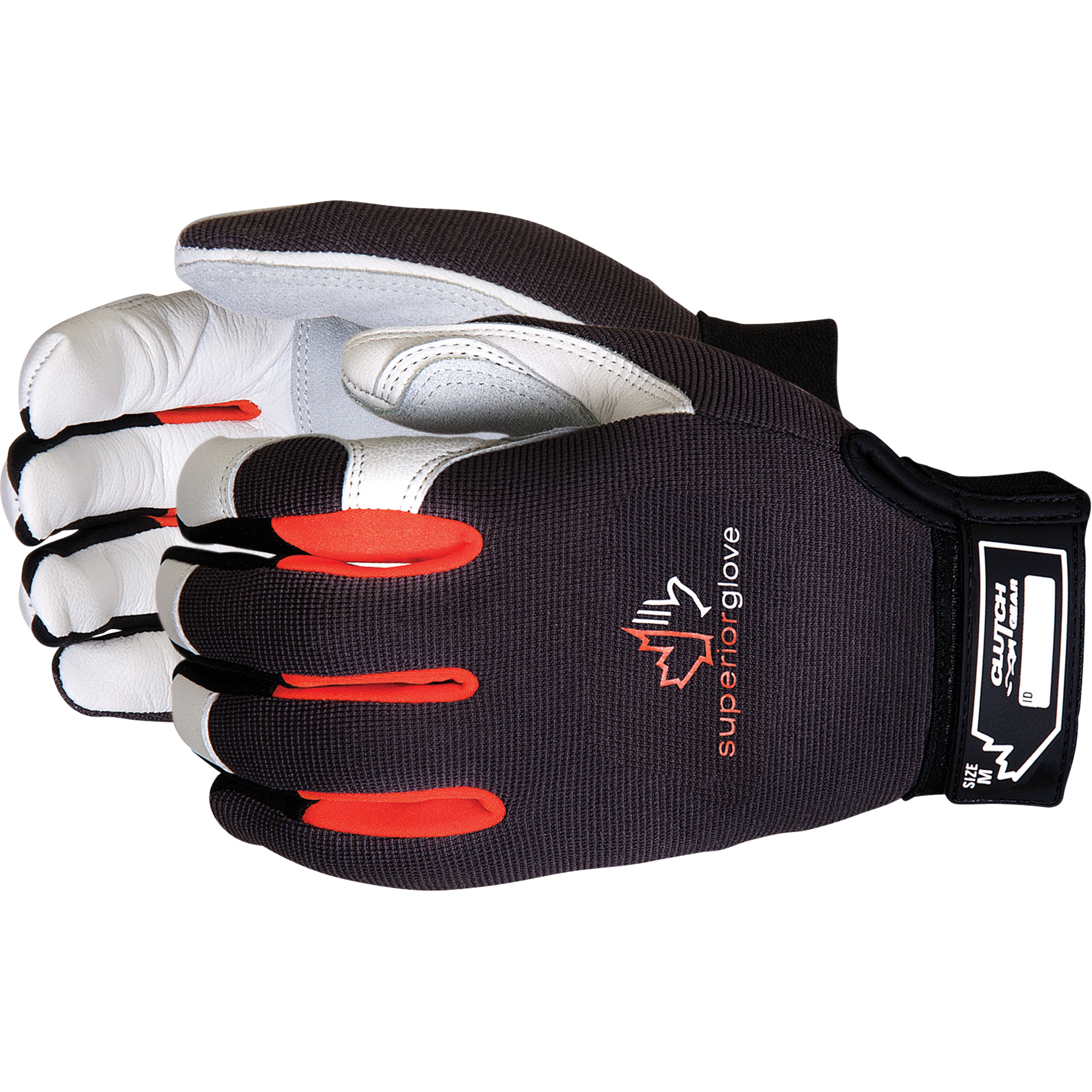 Gants de mécanicien ClutchGearMD, Paume Cuir fleur/Cuir refendu, Taille Grand